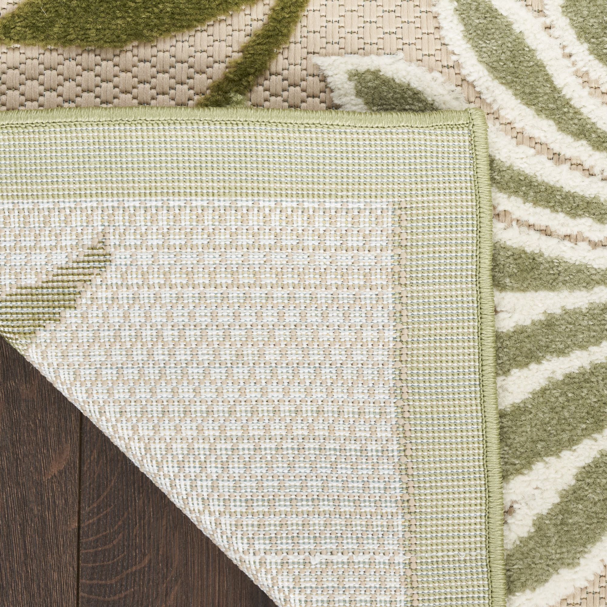 Ivory Green Contemporary Indoor Outdoor Floral Area Rug