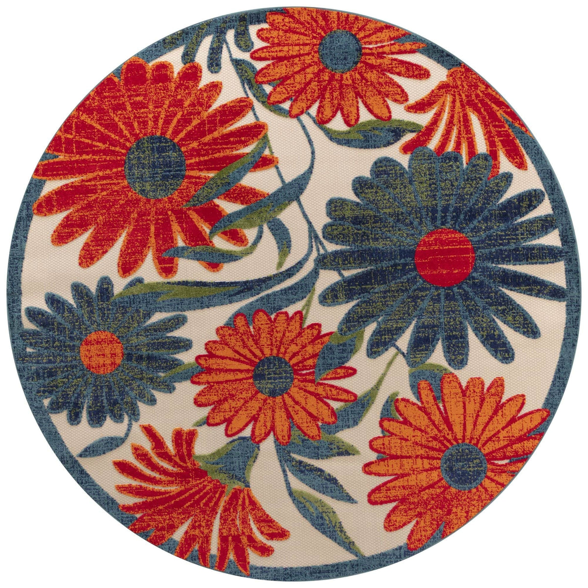 Ivory Multicolor Contemporary Indoor Outdoor Floral Area Rug