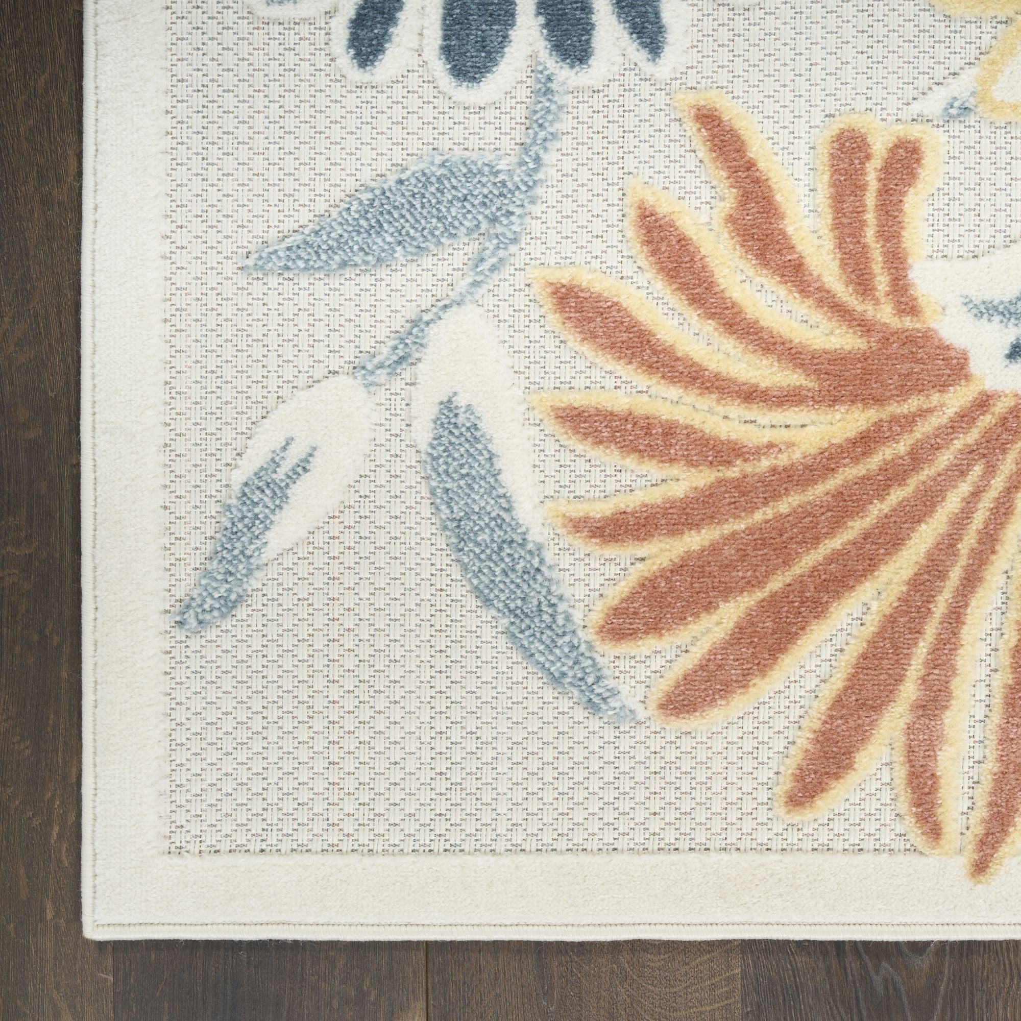 Ivory Rose Contemporary Indoor Outdoor Floral Area Rug