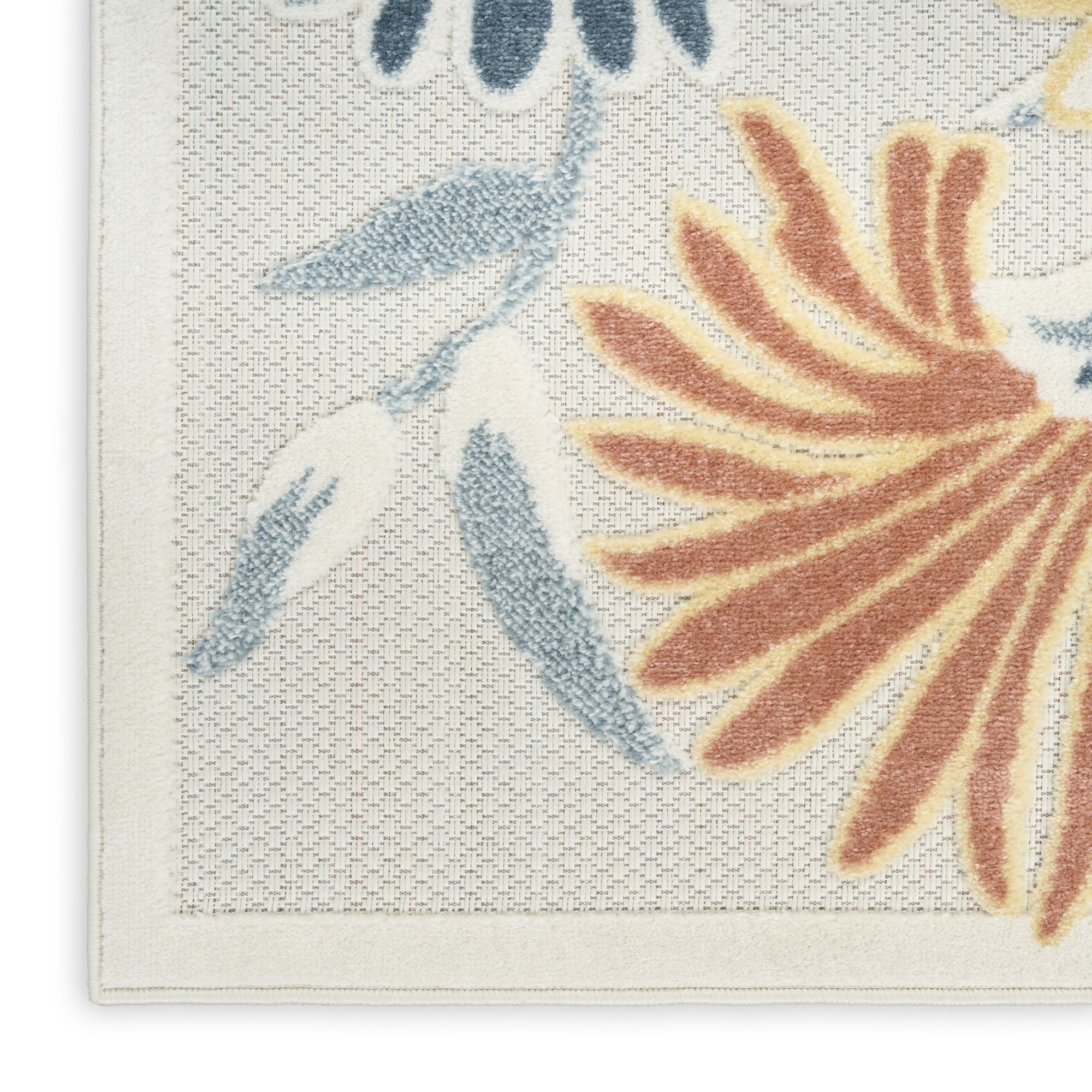 Ivory Rose Contemporary Indoor Outdoor Floral Area Rug