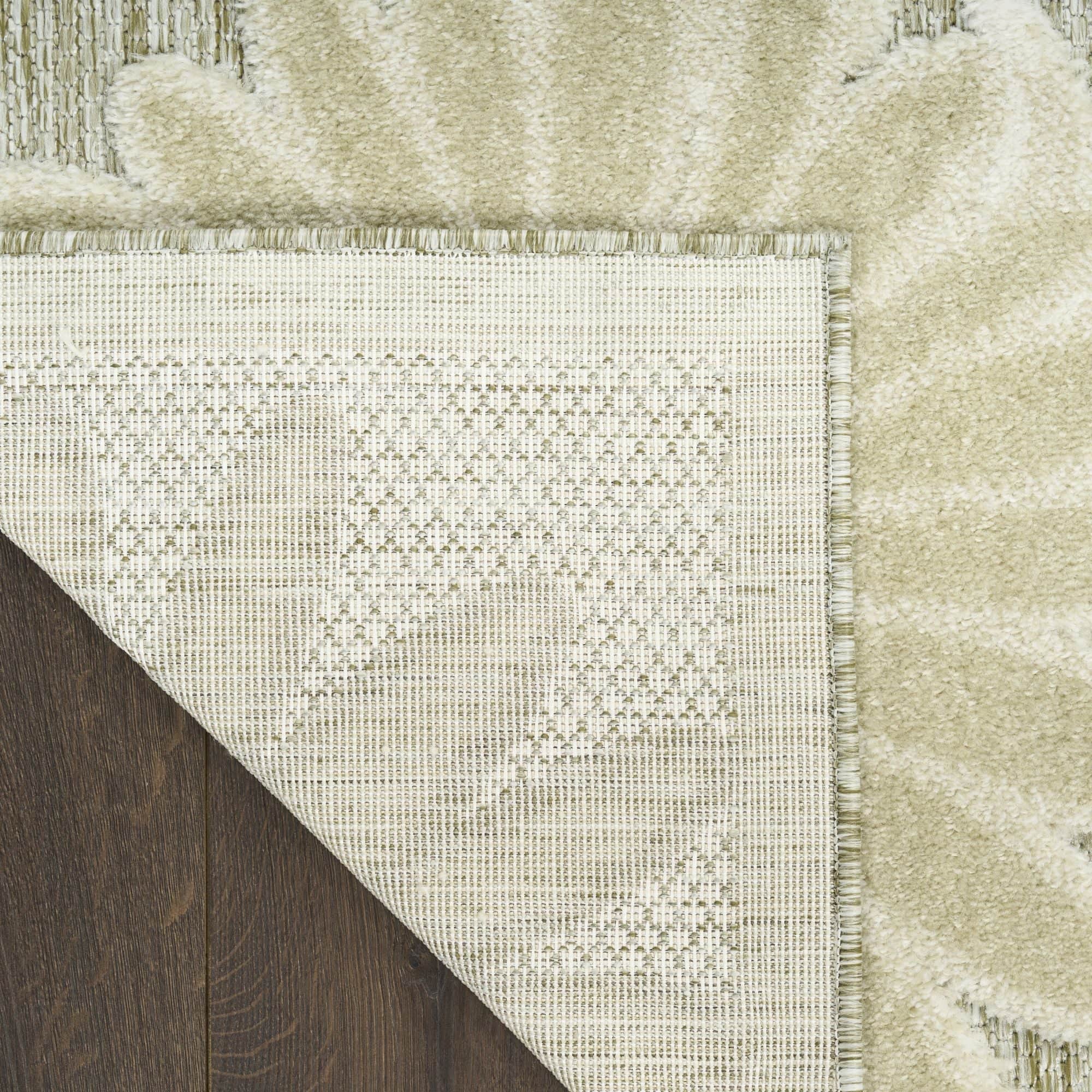 Ivory Sage Contemporary Indoor Outdoor Floral Area Rug