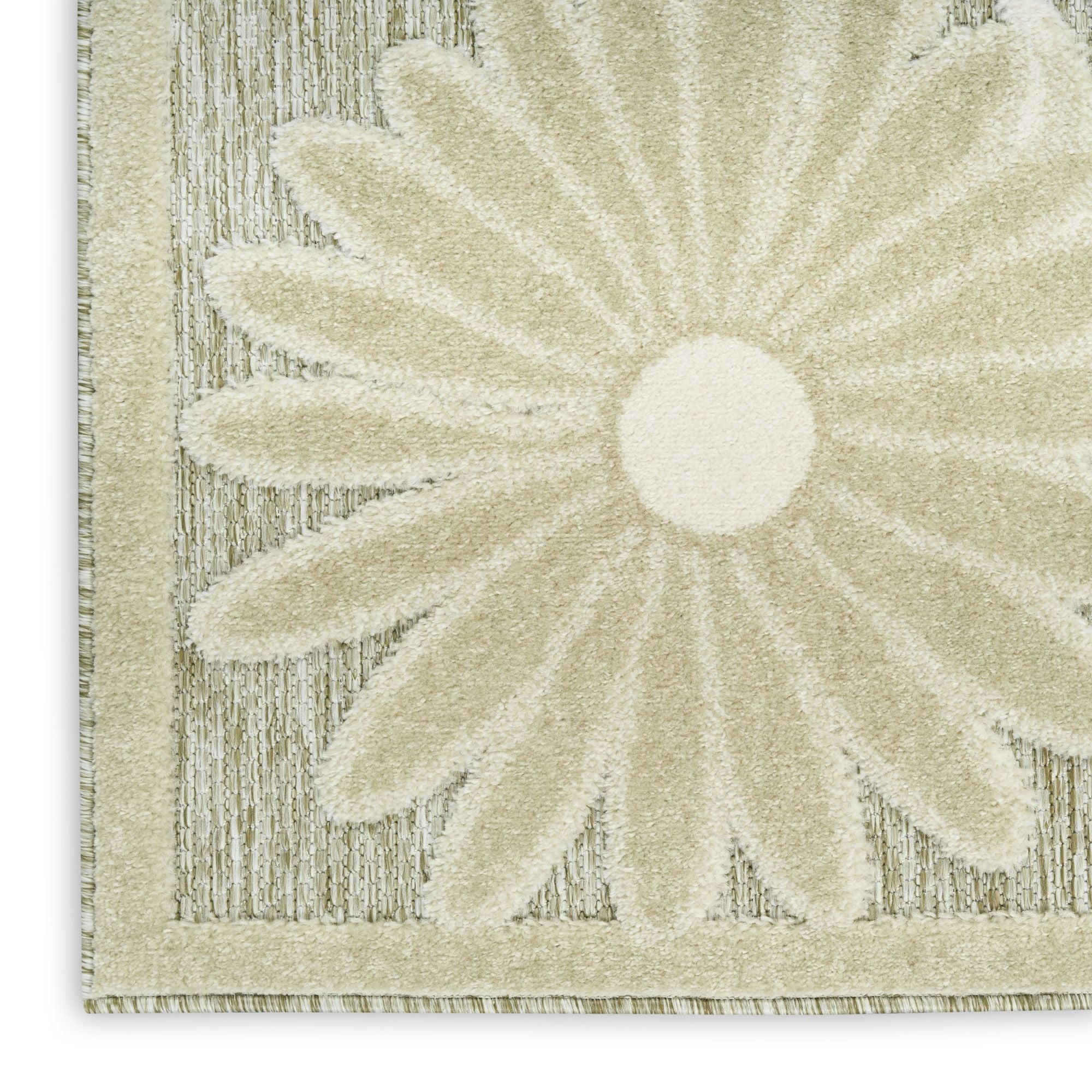 Ivory Sage Contemporary Indoor Outdoor Floral Area Rug
