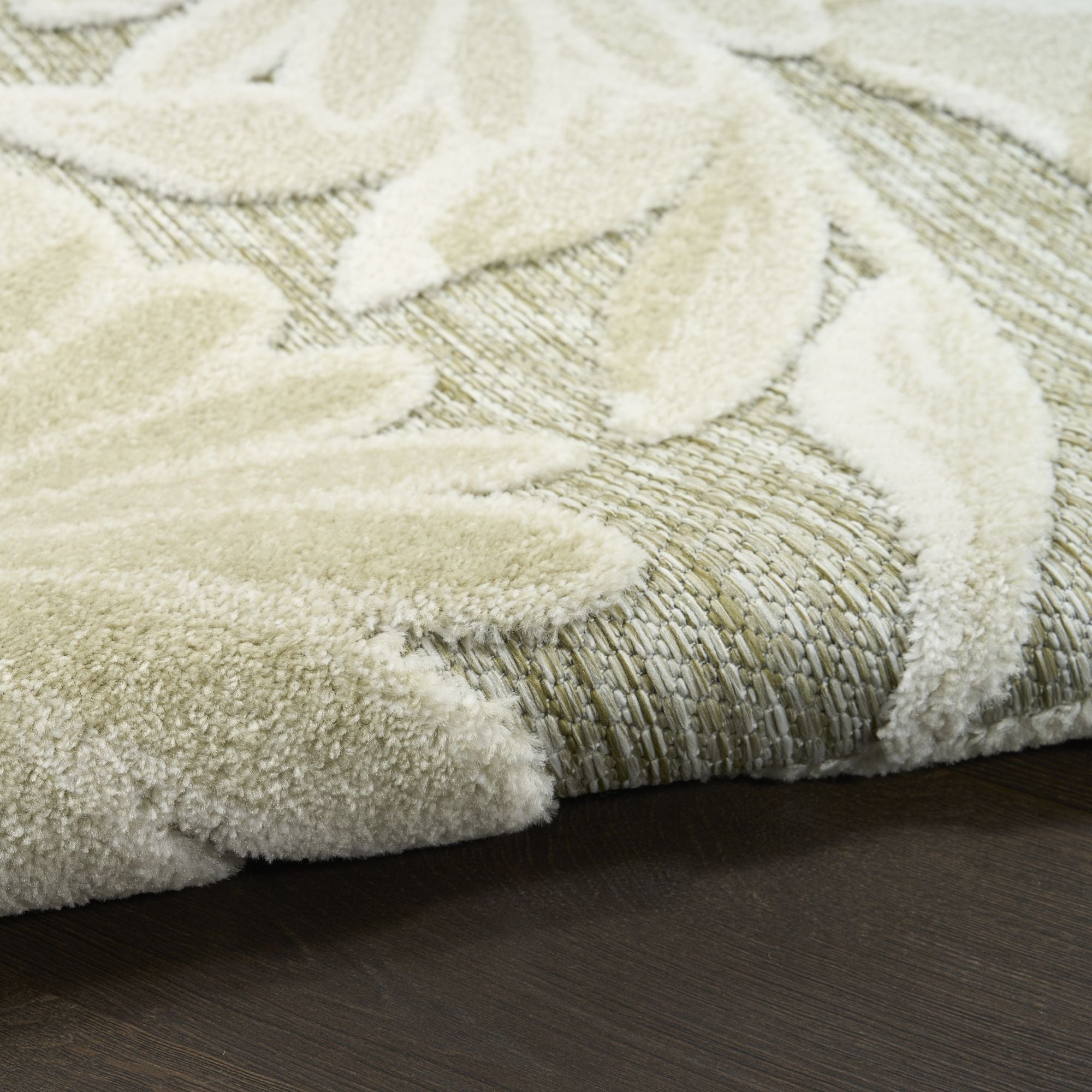 Ivory Sage Contemporary Indoor Outdoor Floral Area Rug