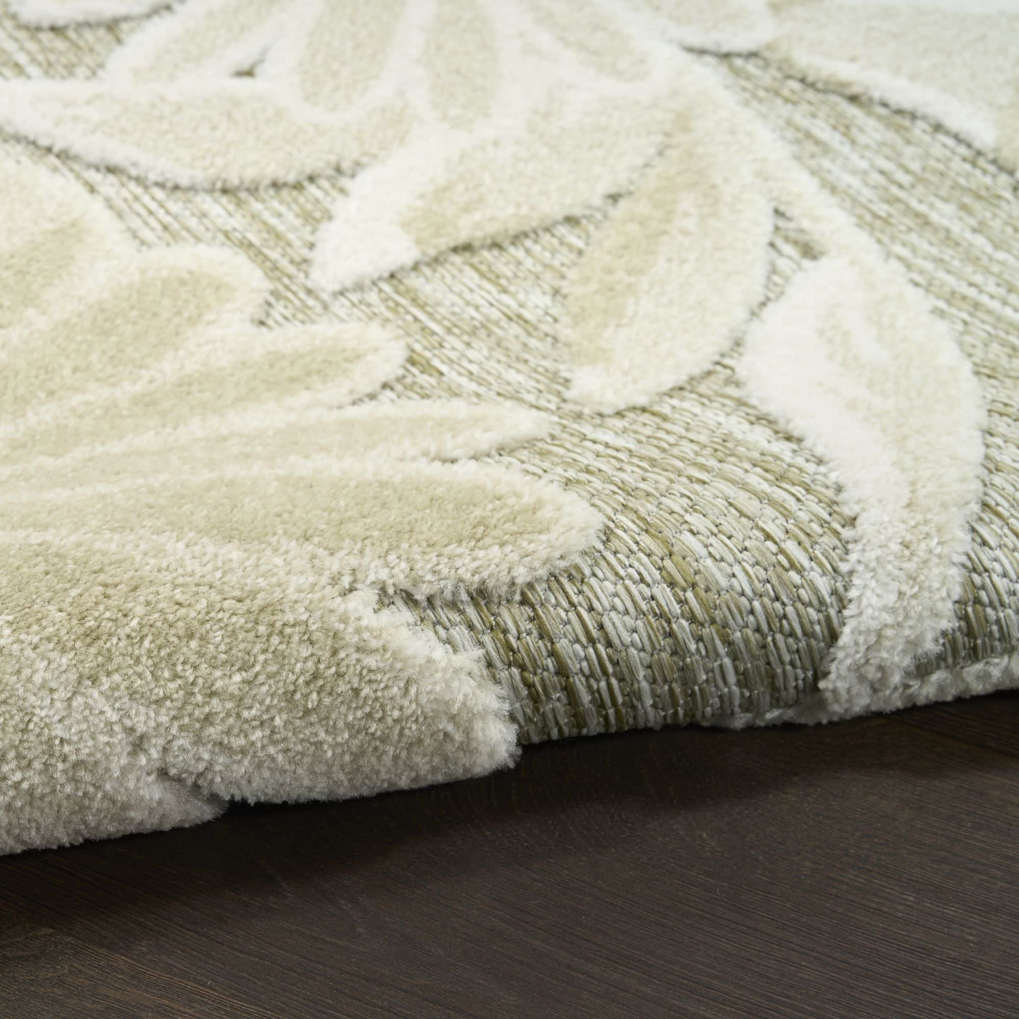 Ivory Sage Contemporary Indoor Outdoor Floral Area Rug