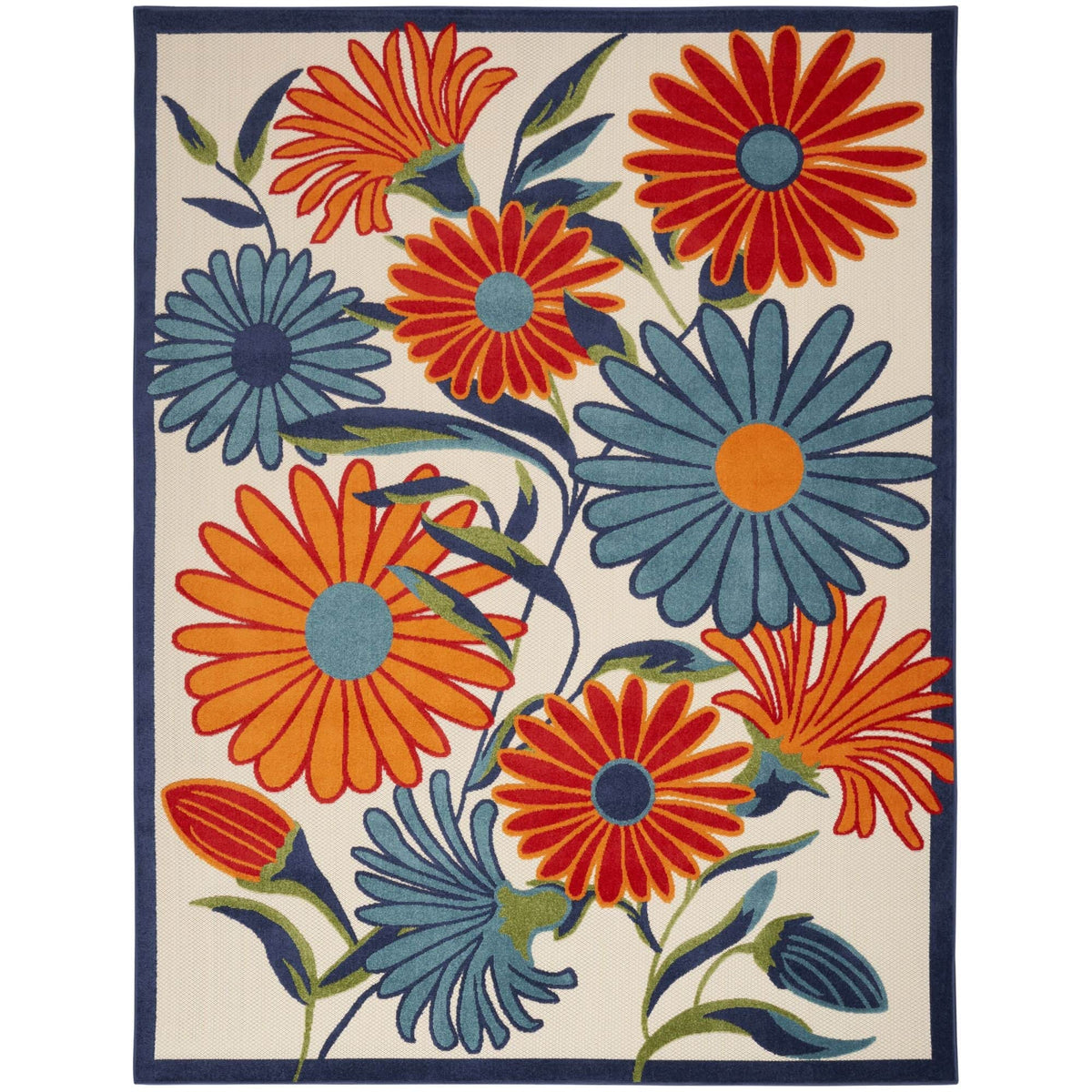 Multicolor Contemporary Indoor Outdoor Floral Area Rug