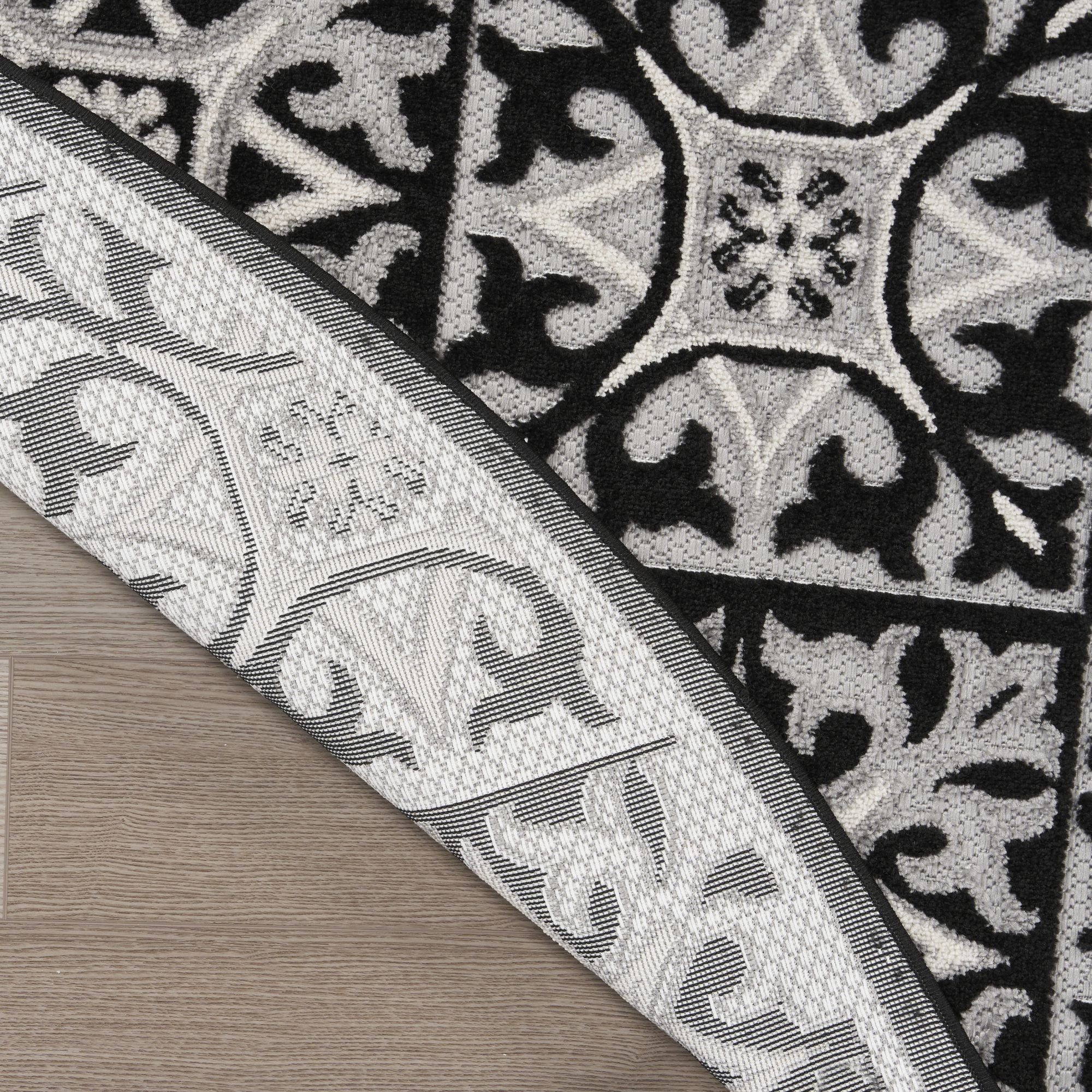 Black White Contemporary Indoor Outdoor Geometric Area Rug