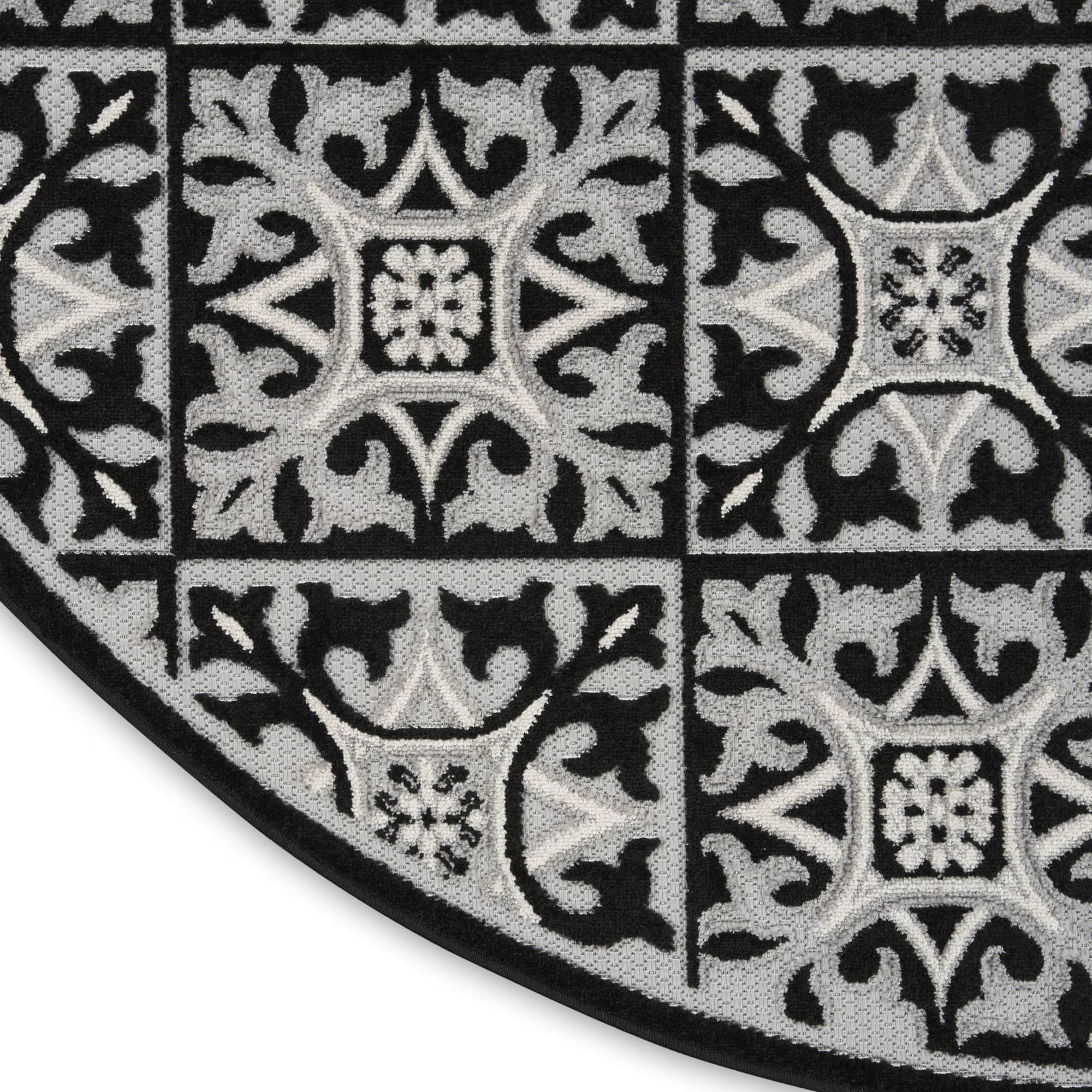 Black White Contemporary Indoor Outdoor Geometric Area Rug
