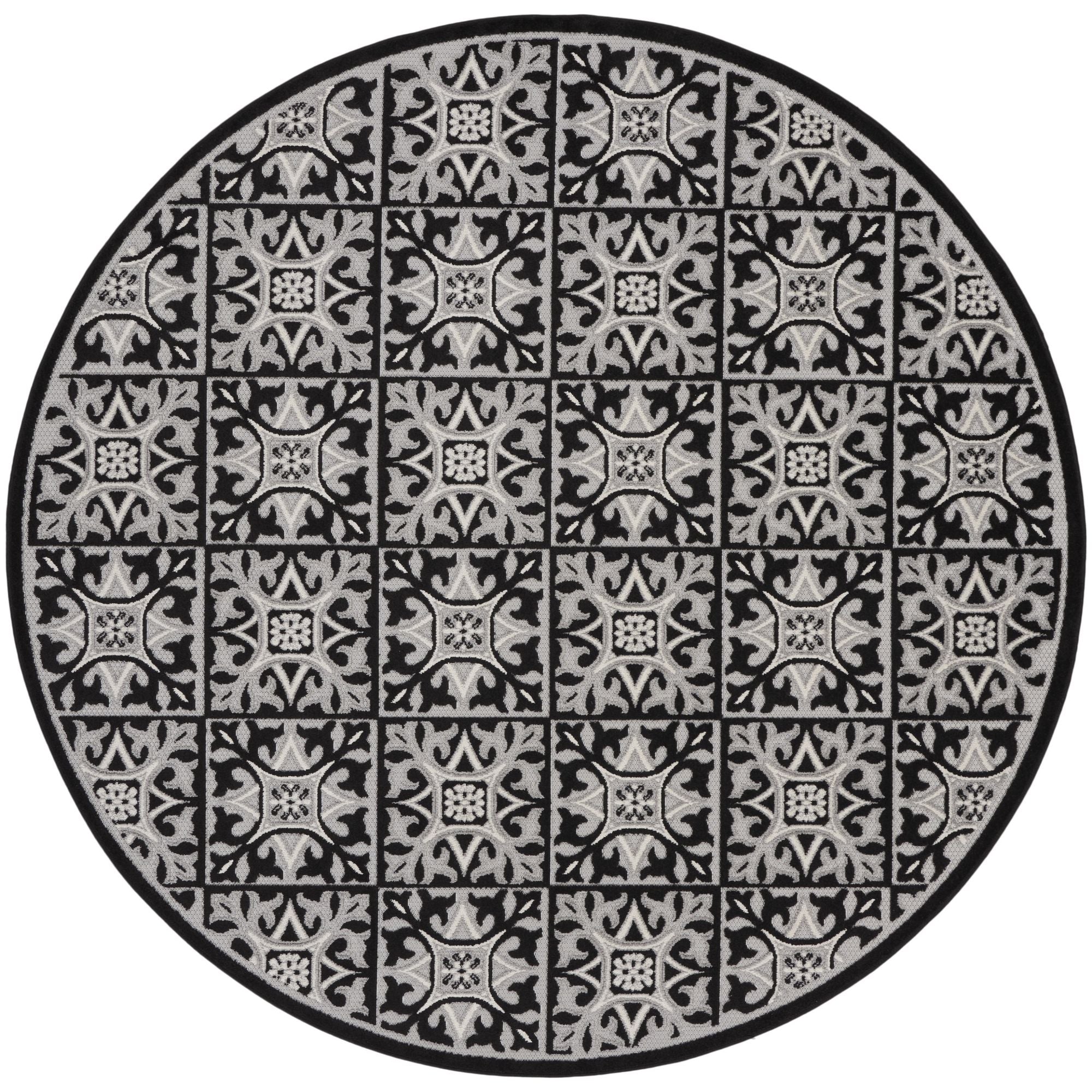 Black White Contemporary Indoor Outdoor Geometric Area Rug