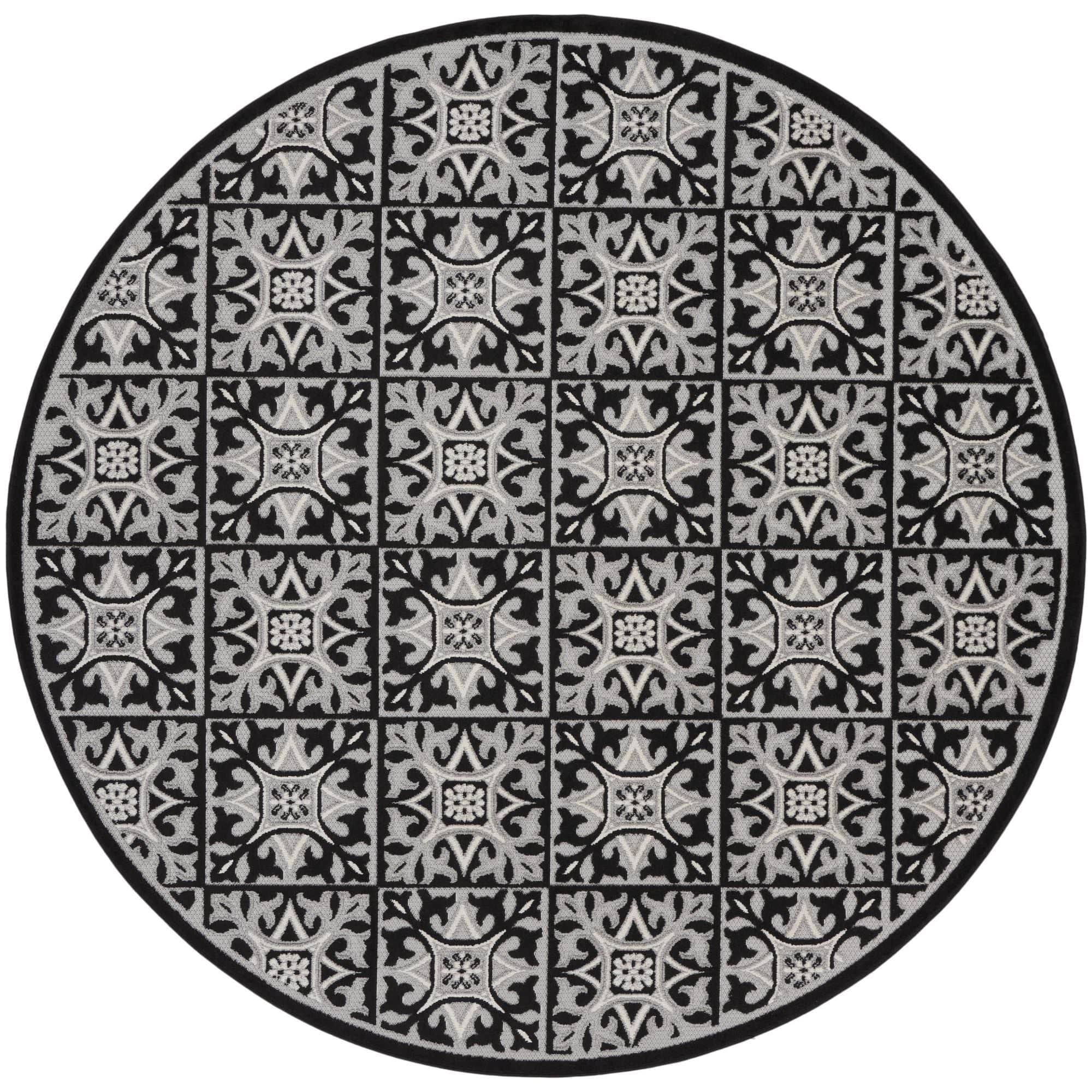 Black White Contemporary Indoor Outdoor Geometric Area Rug