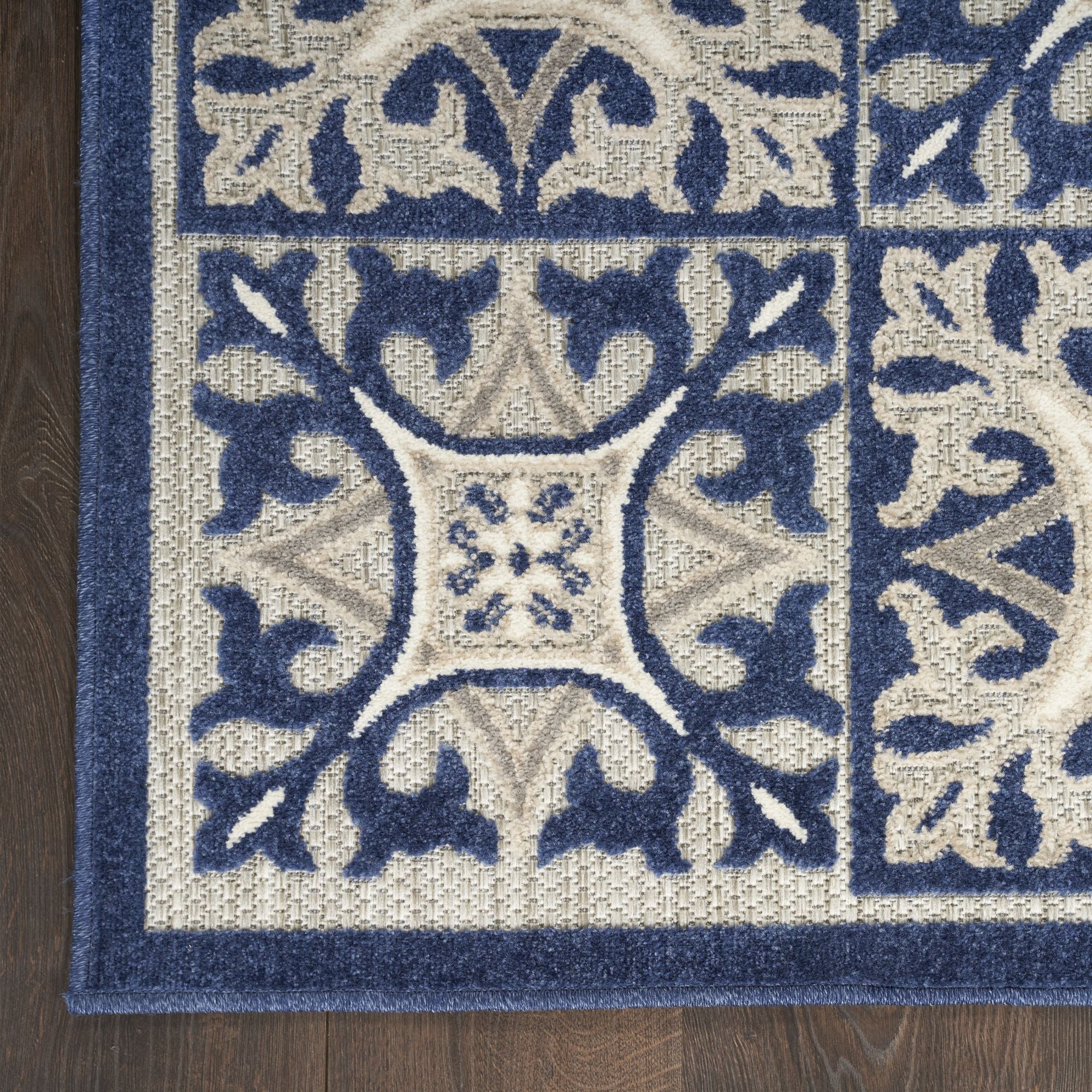 Blue Contemporary Indoor Outdoor Geometric Area Rug