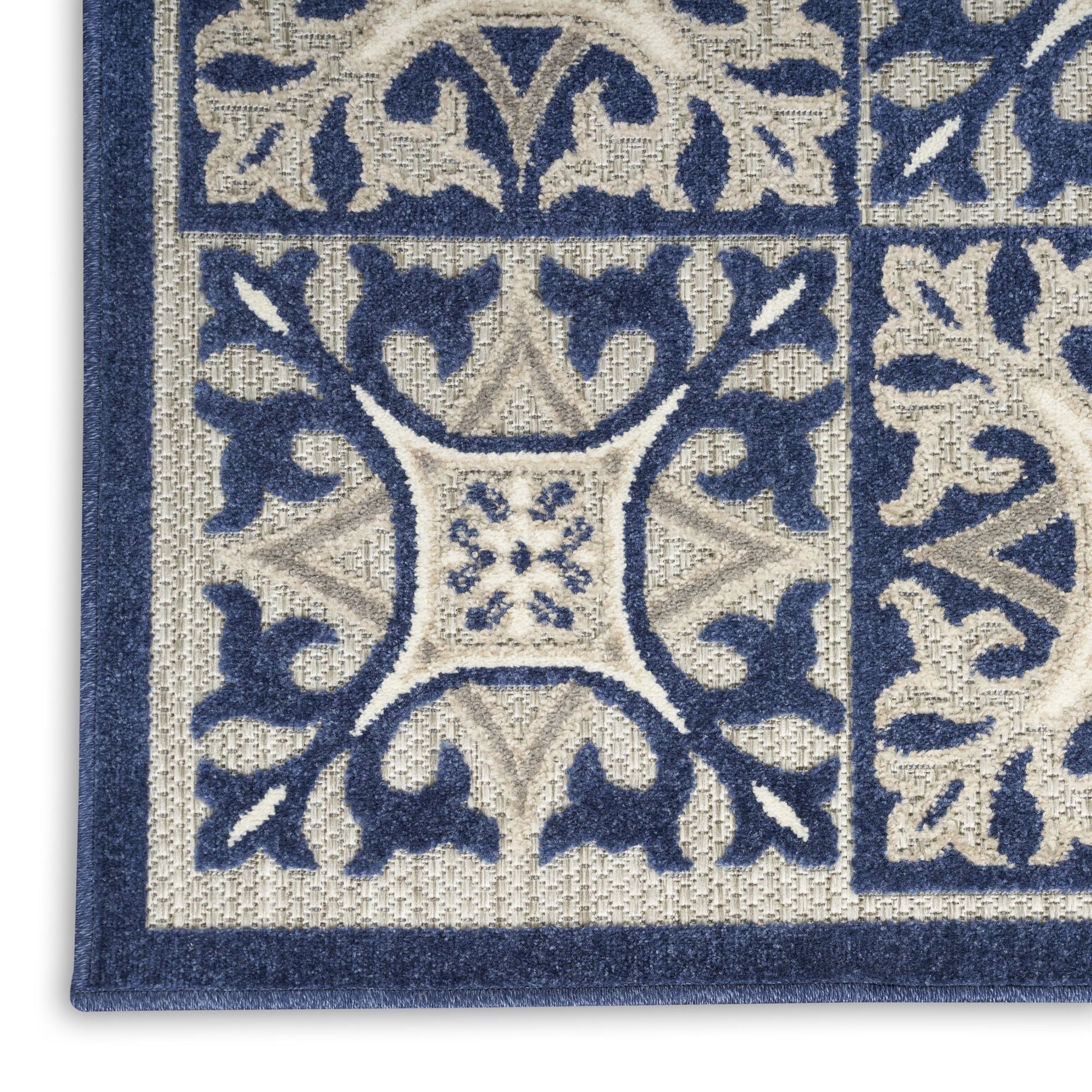 Blue Contemporary Indoor Outdoor Geometric Area Rug