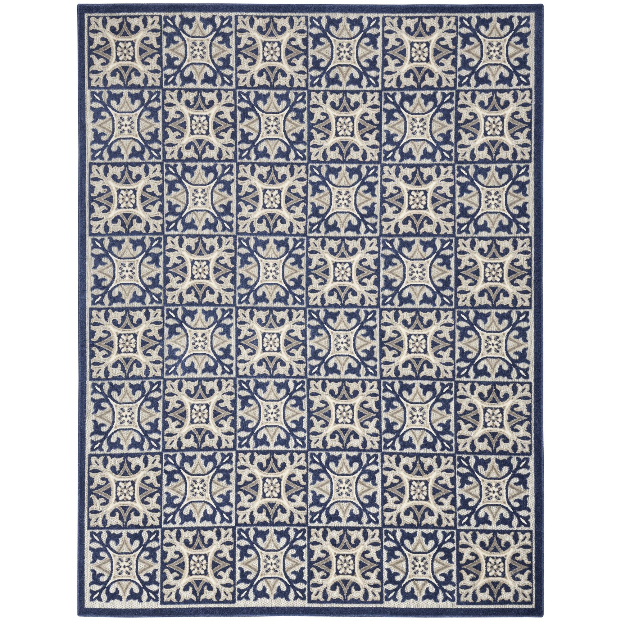 Blue Contemporary Indoor Outdoor Geometric Area Rug