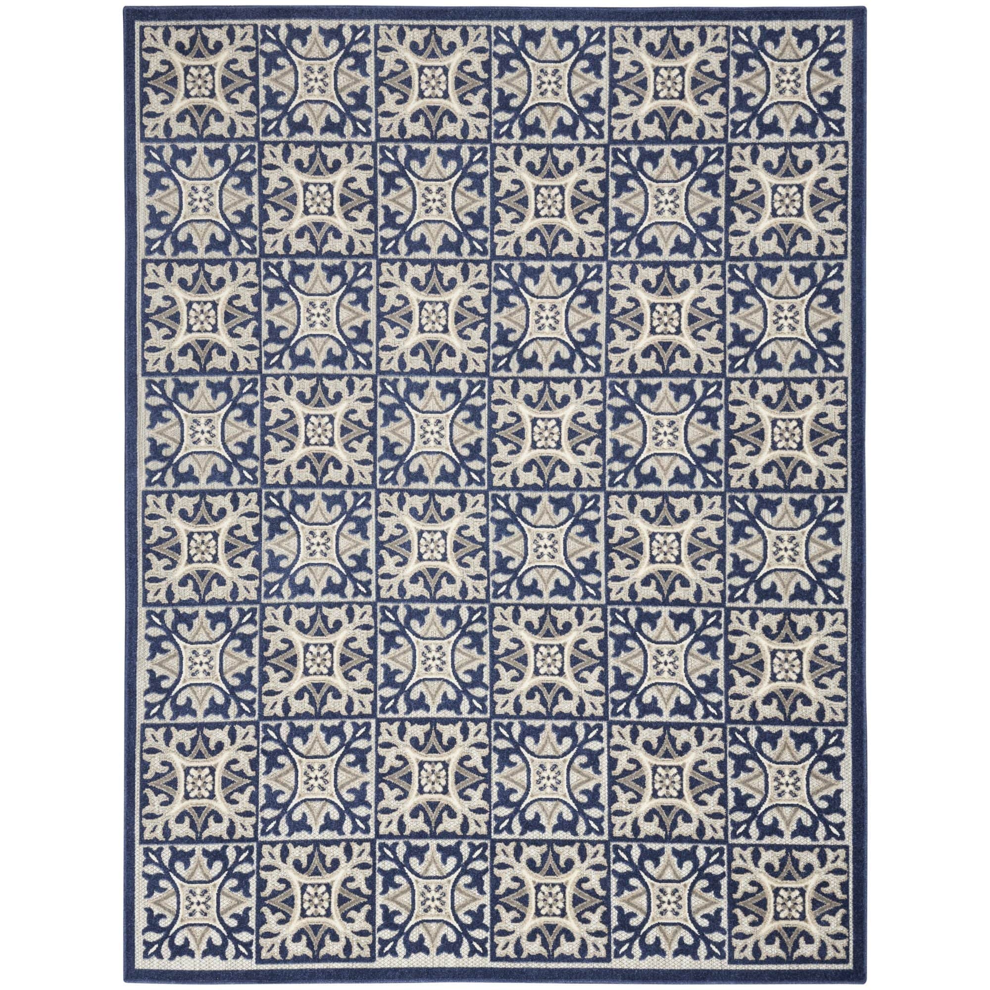 Blue Contemporary Indoor Outdoor Geometric Area Rug