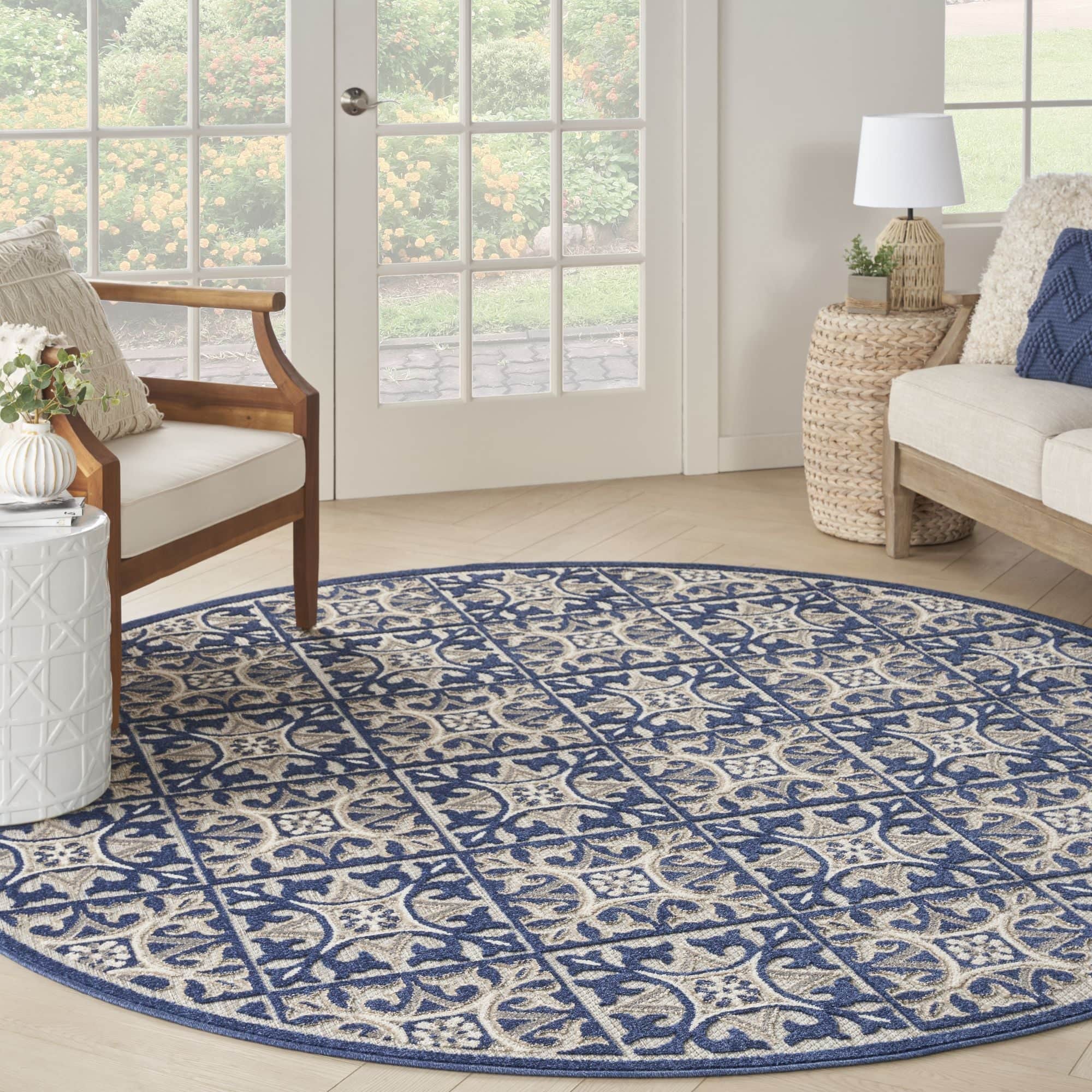Blue Contemporary Indoor Outdoor Geometric Area Rug