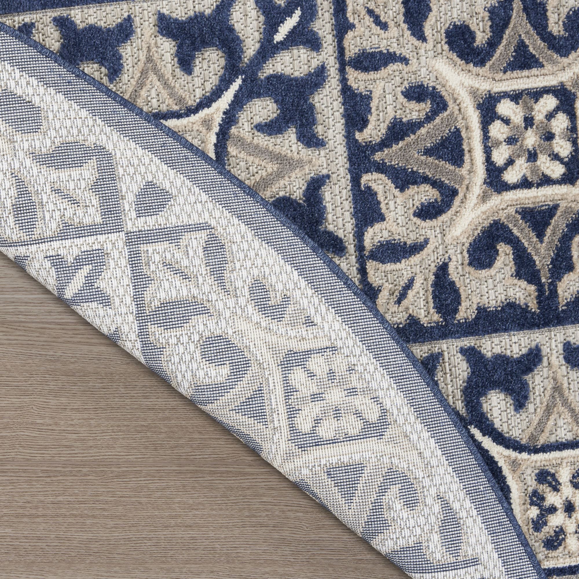 Blue Contemporary Indoor Outdoor Geometric Area Rug