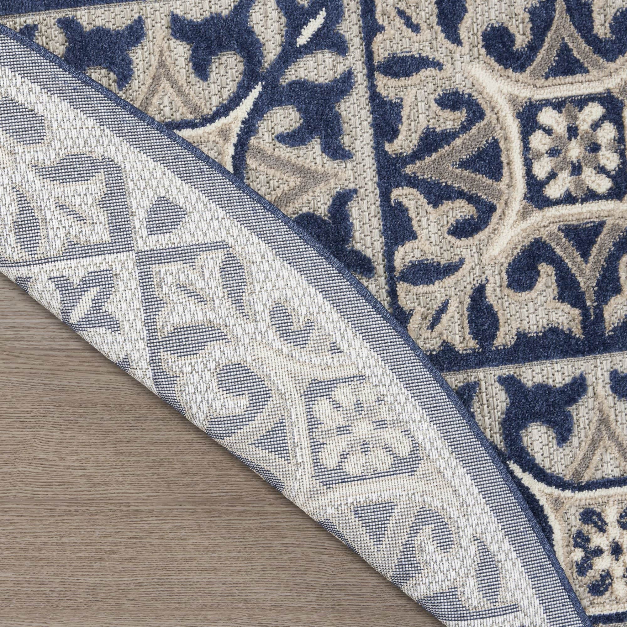 Blue Contemporary Indoor Outdoor Geometric Area Rug