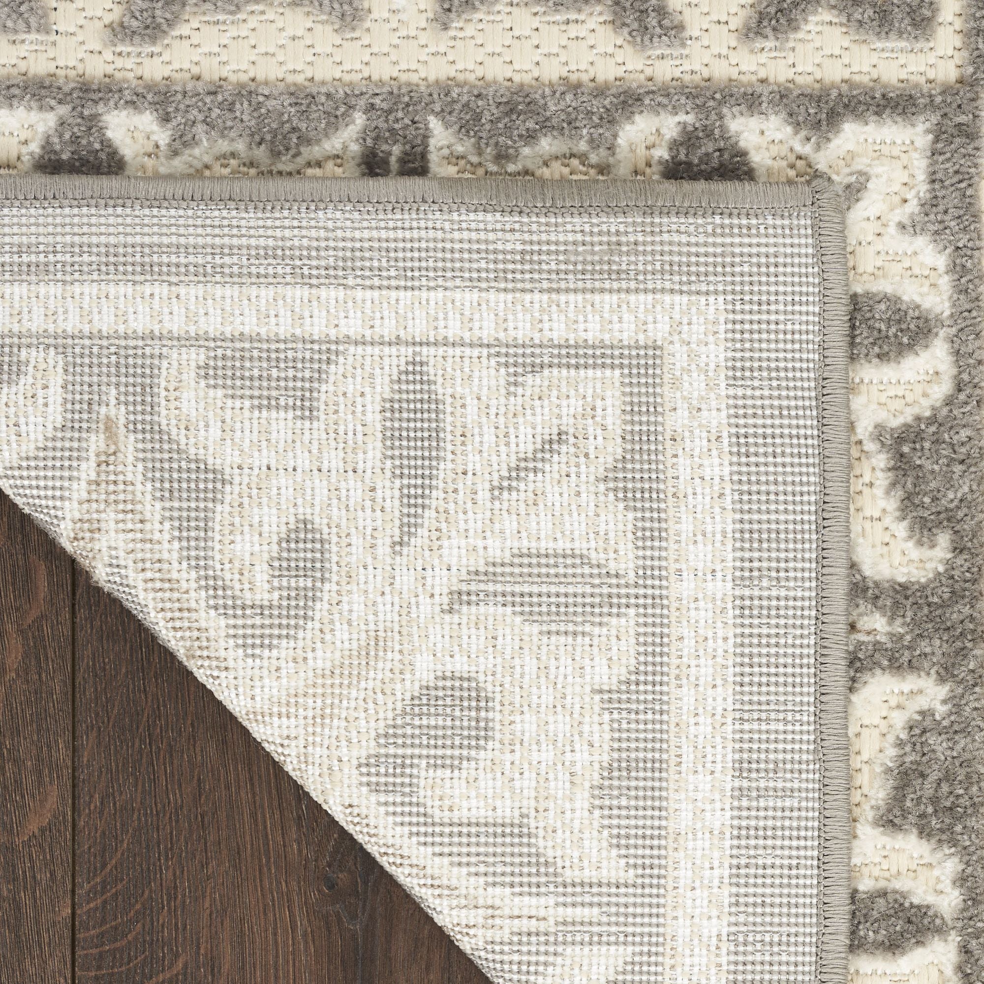 Ivory Grey Contemporary Indoor Outdoor Geometric Area Rug