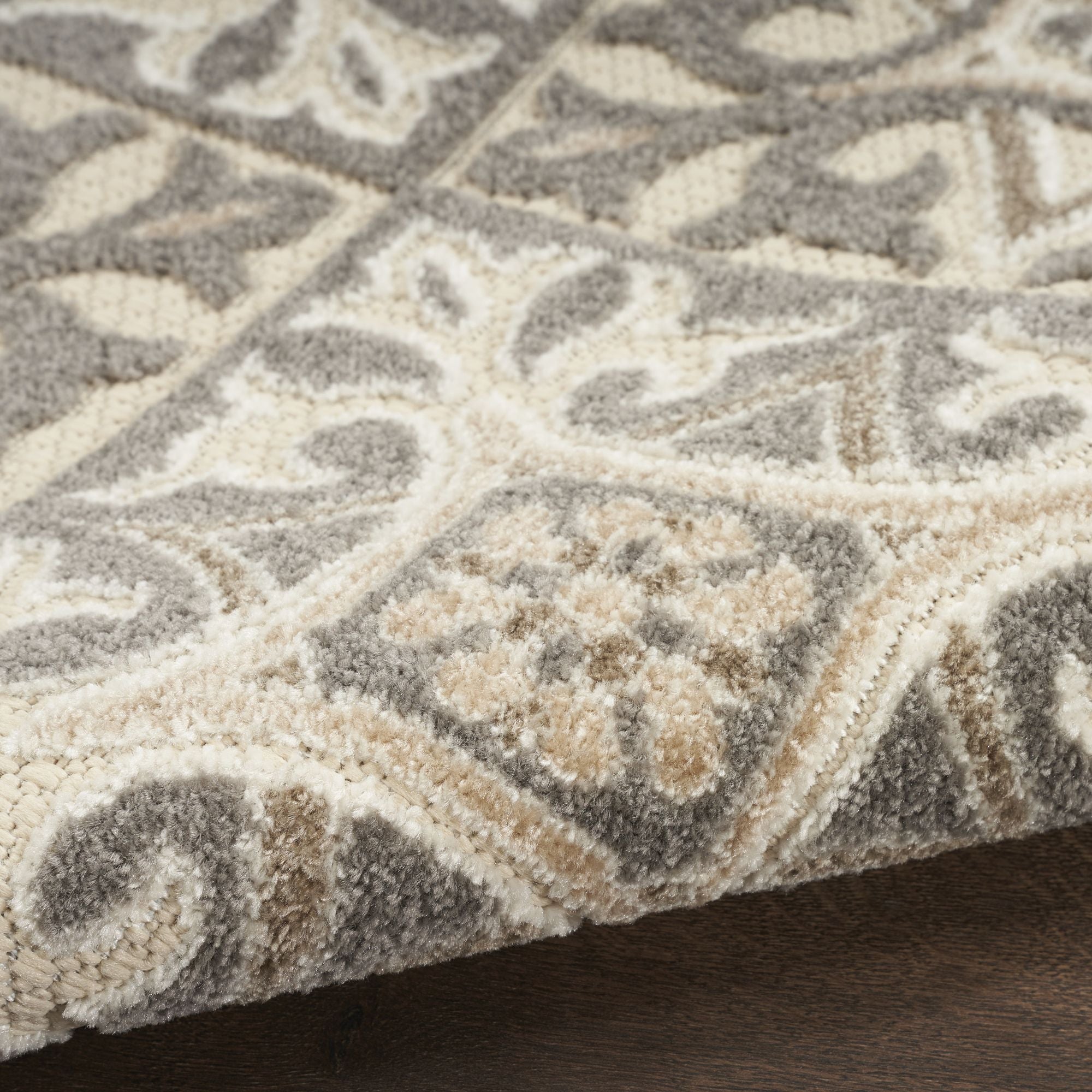 Ivory Grey Contemporary Indoor Outdoor Geometric Area Rug