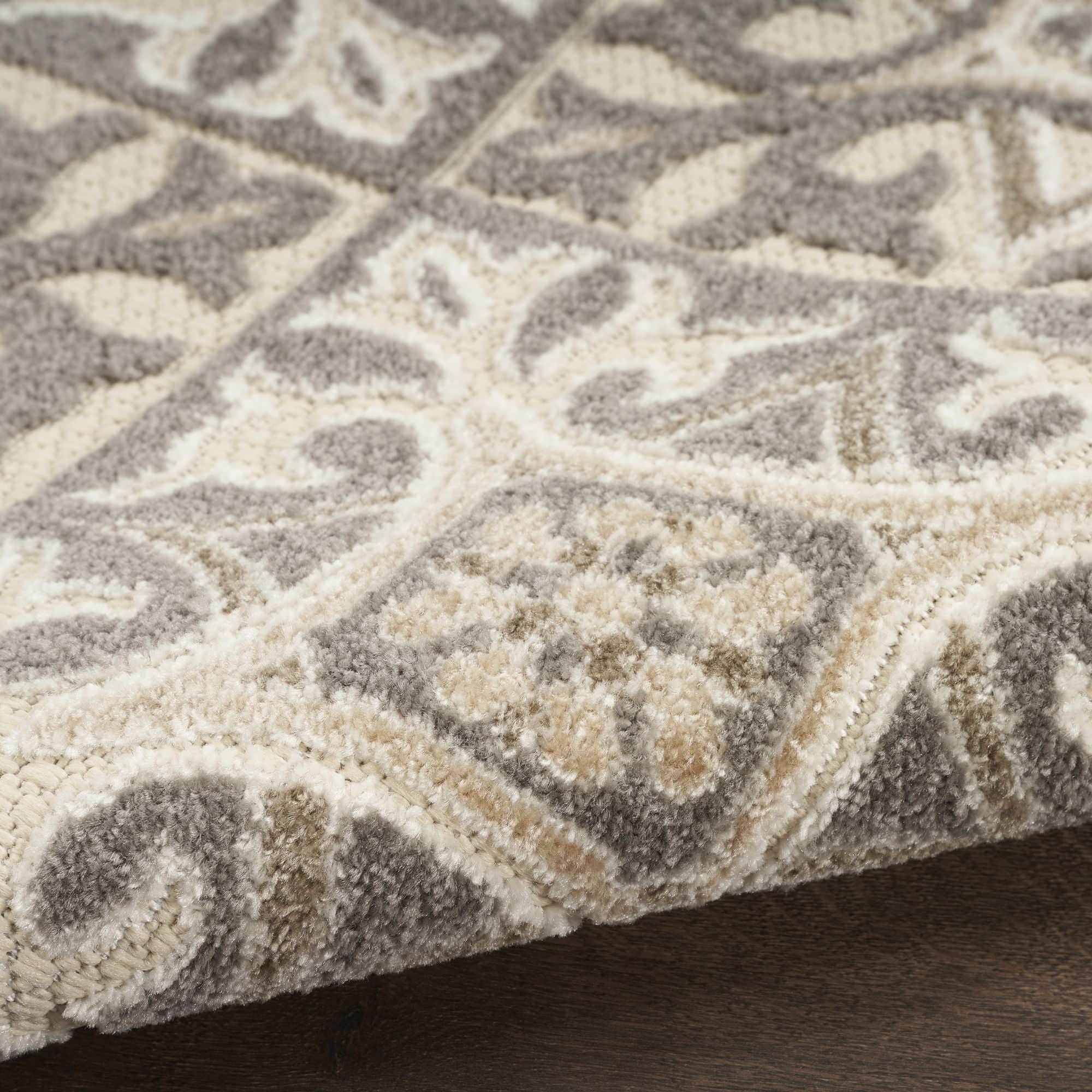 Ivory Grey Contemporary Indoor Outdoor Geometric Area Rug
