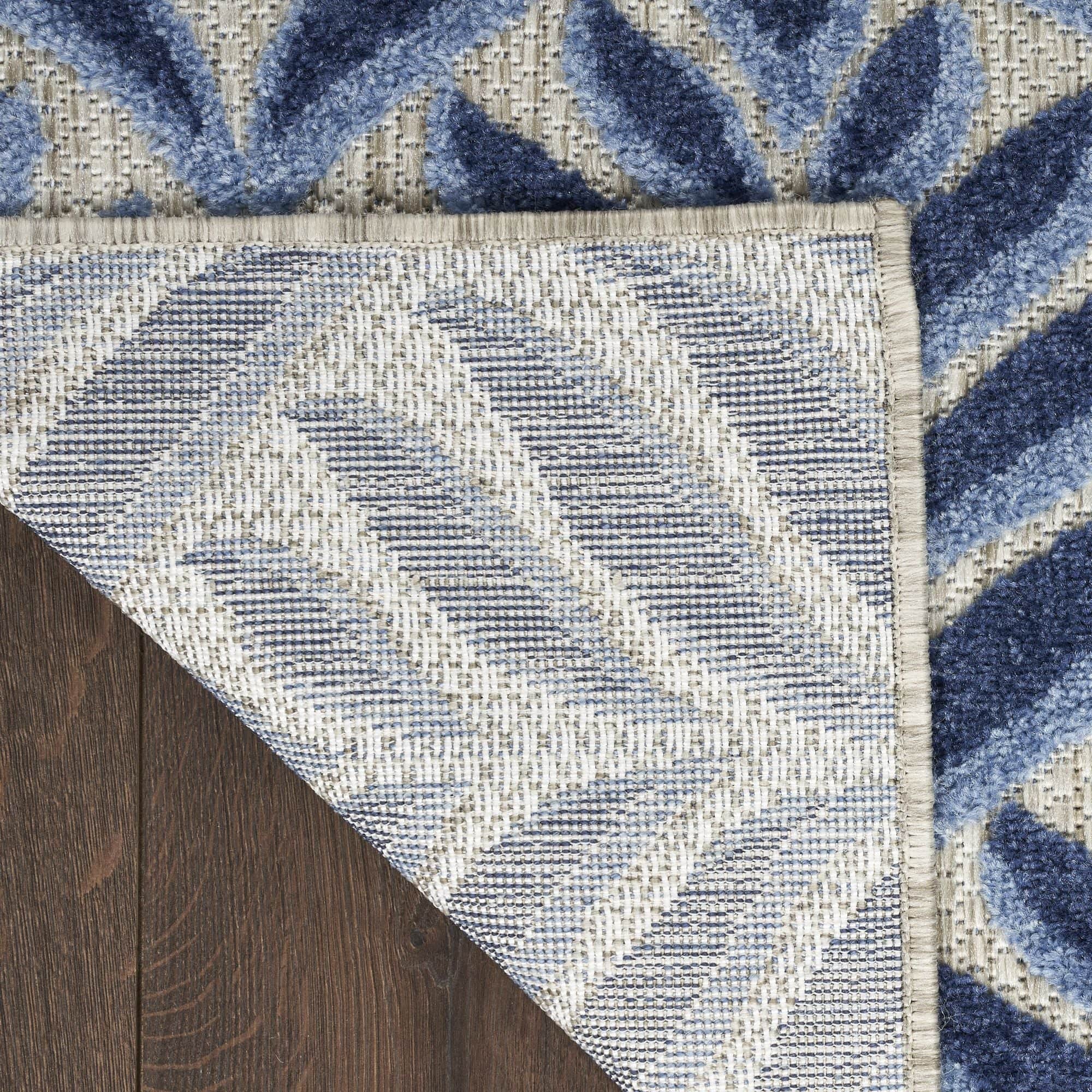 Blue Tropical Palm Leaf Indoor-Outdoor Rug