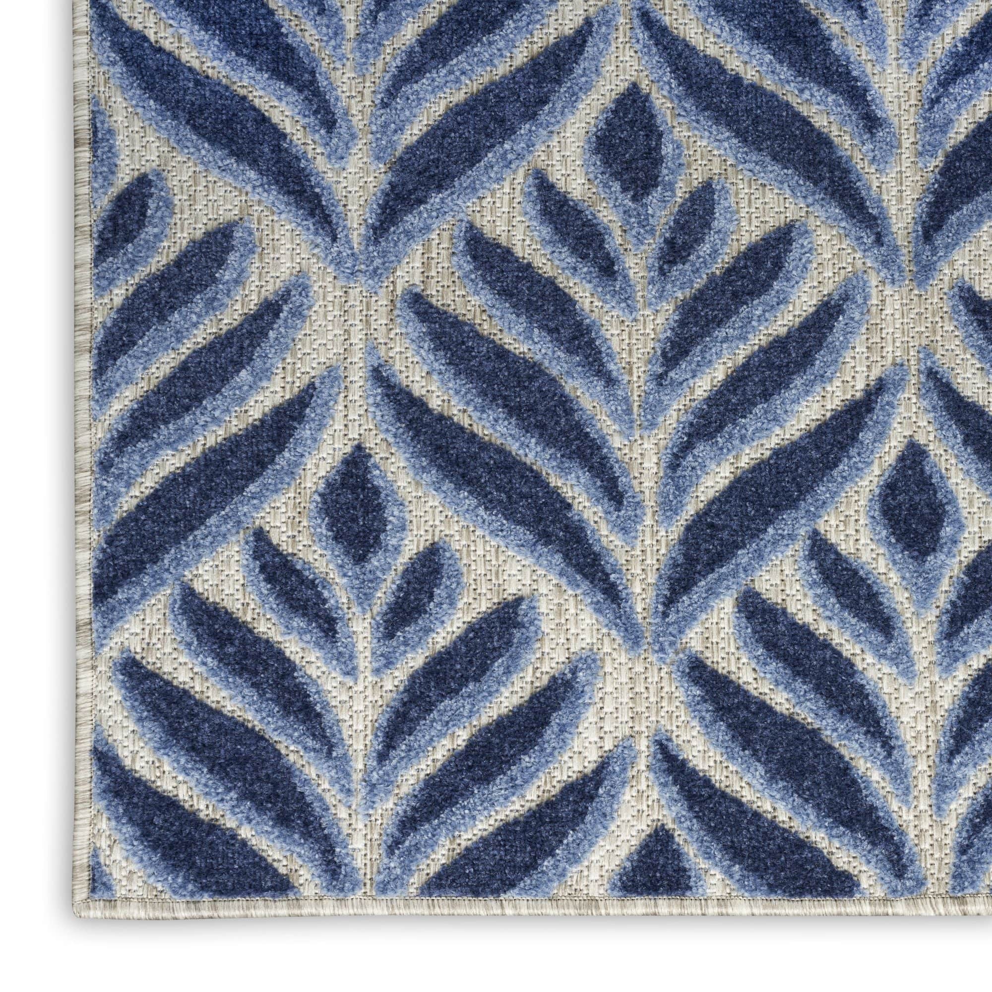 Blue Tropical Palm Leaf Indoor-Outdoor Rug
