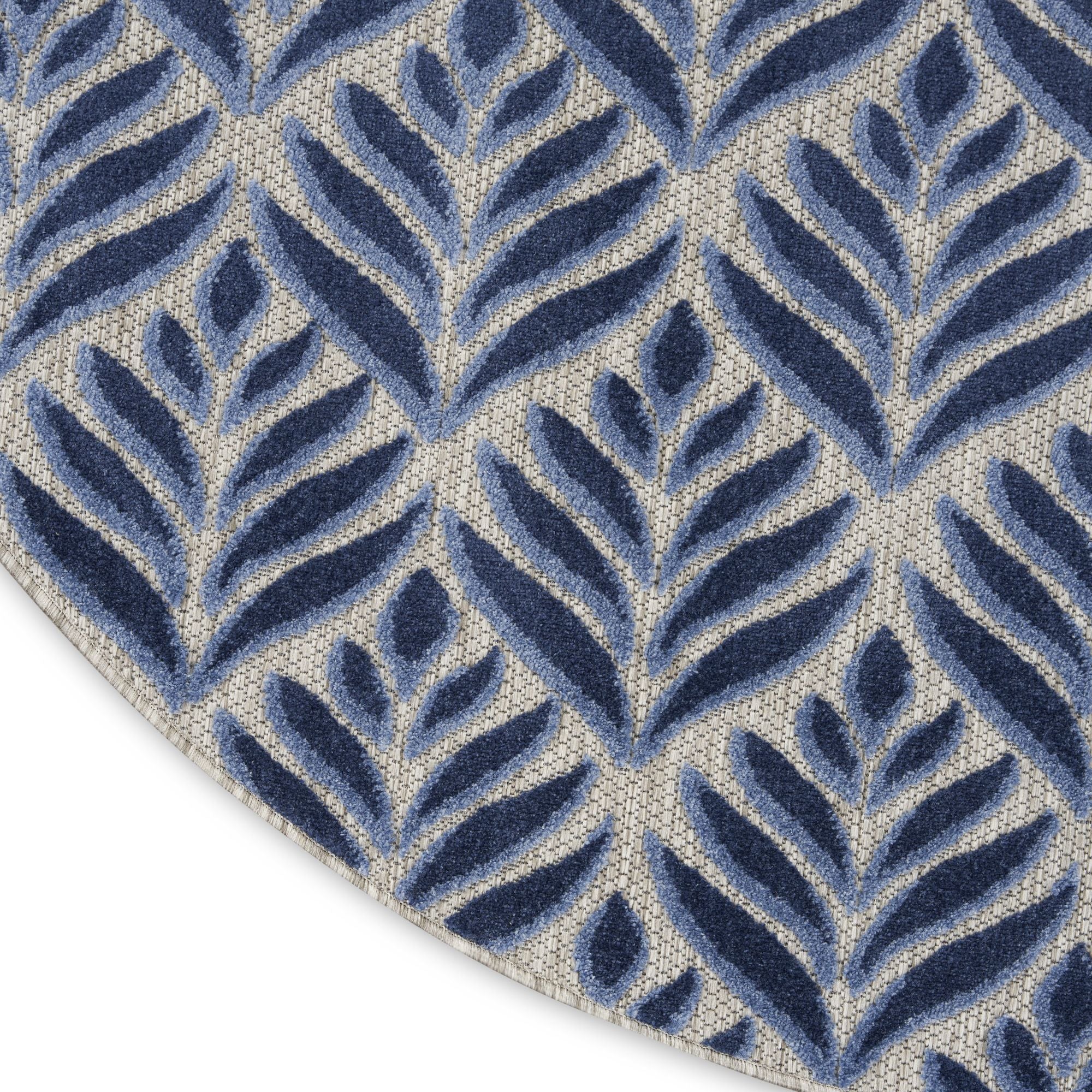 Blue Tropical Palm Leaf Indoor-Outdoor Rug