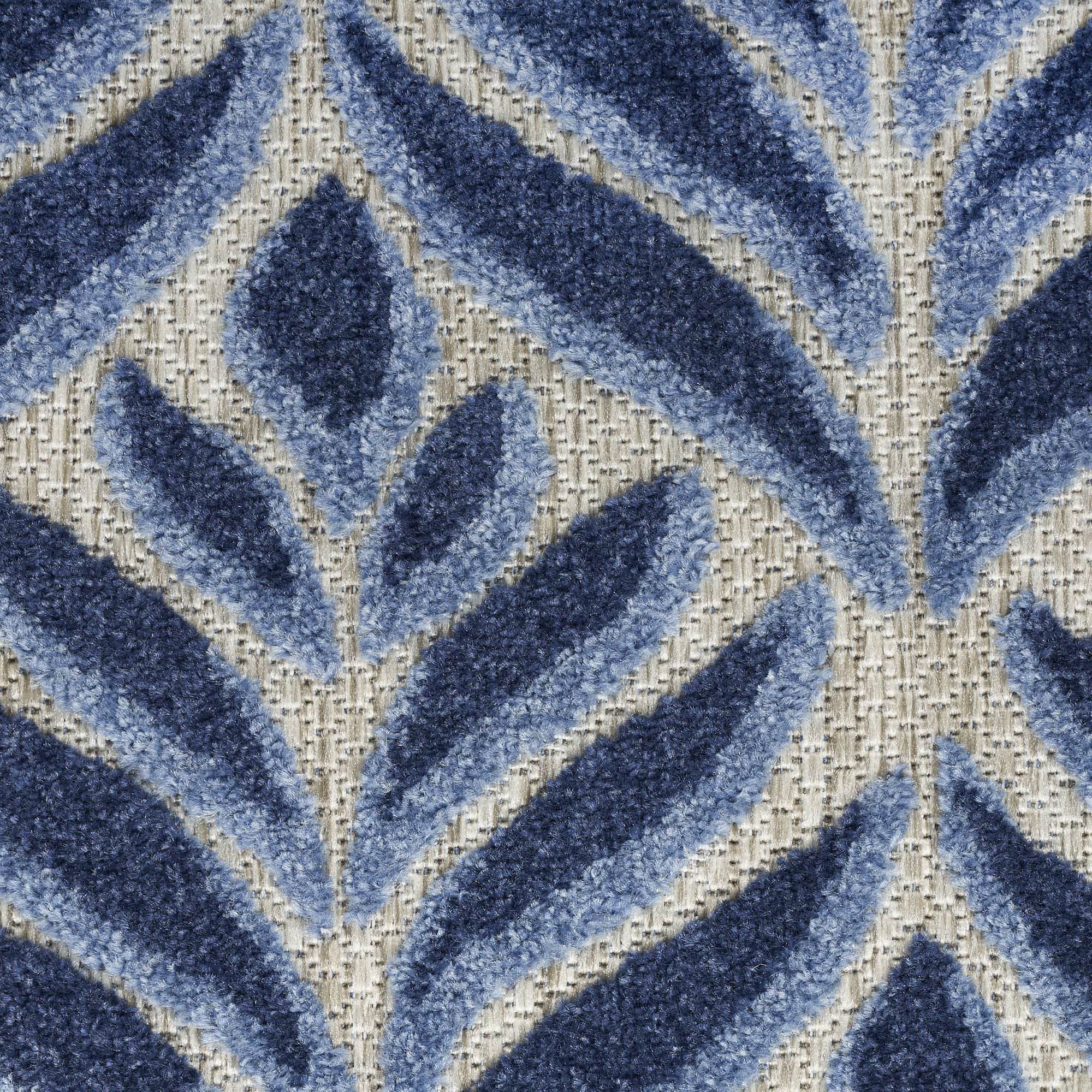 Blue Tropical Palm Leaf Indoor-Outdoor Rug