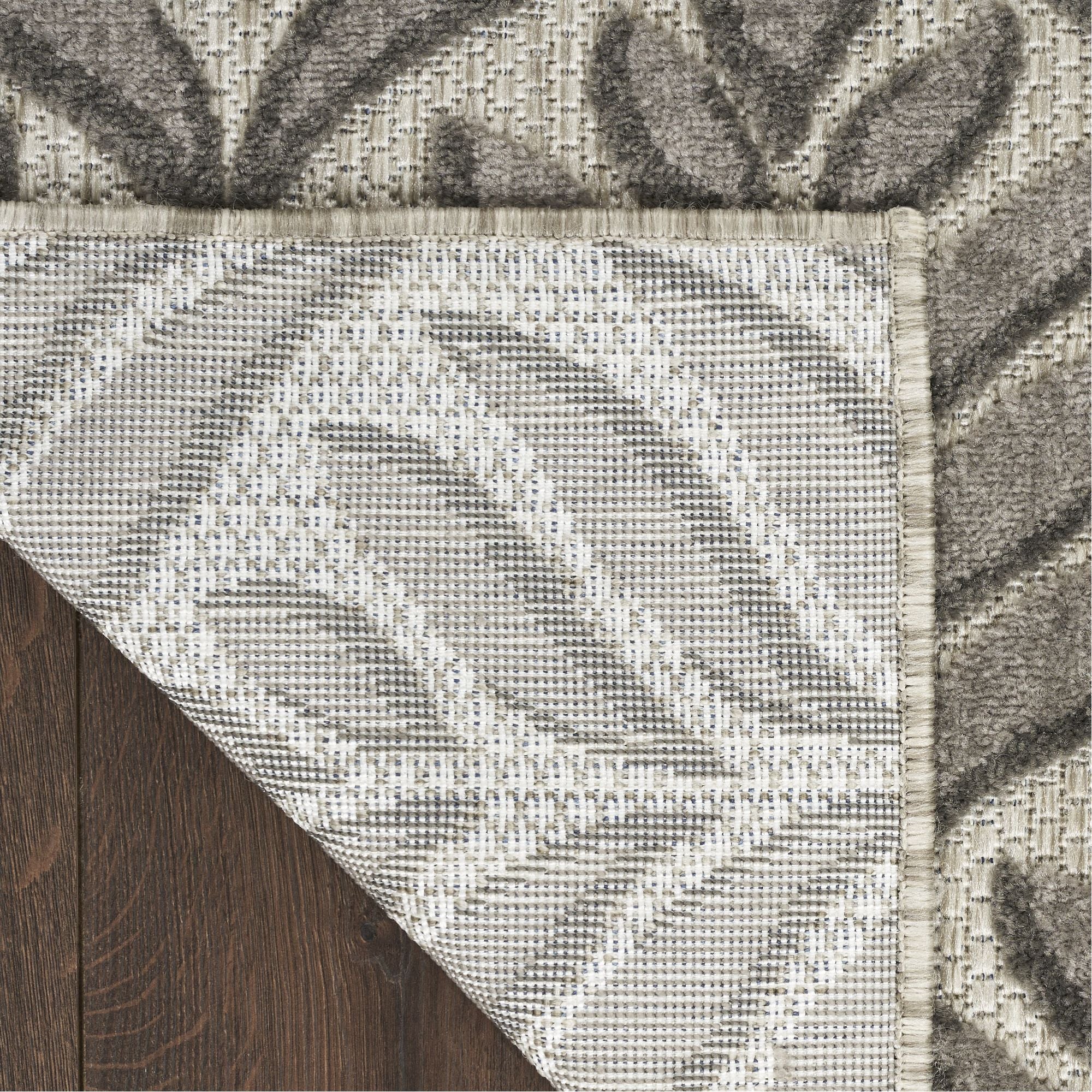 Charcoal Tropical Palm Leaf Indoor-Outdoor Rug