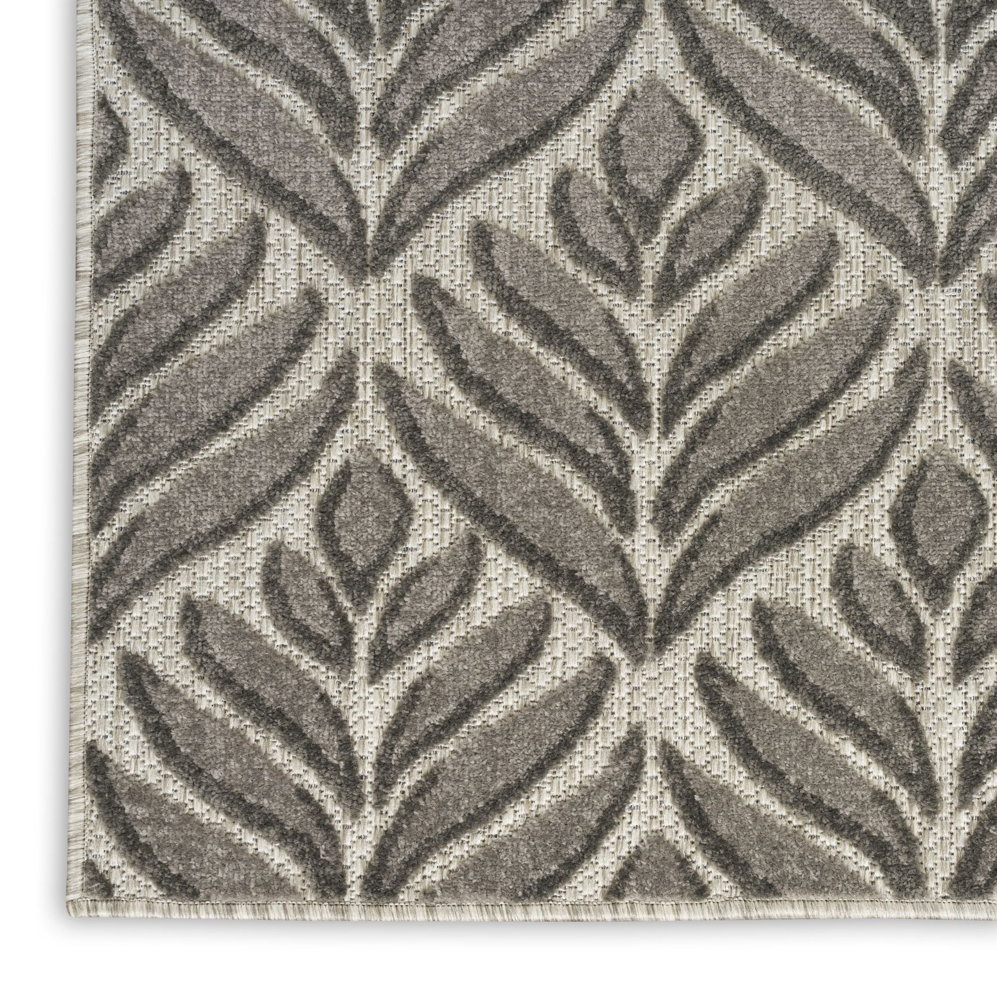 Charcoal Tropical Palm Leaf Indoor-Outdoor Rug