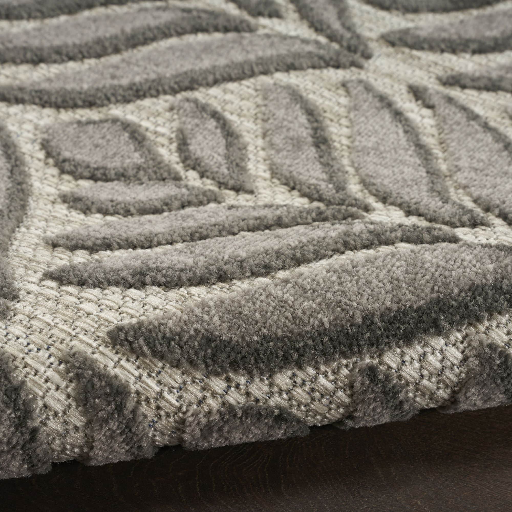 Charcoal Tropical Palm Leaf Indoor-Outdoor Rug
