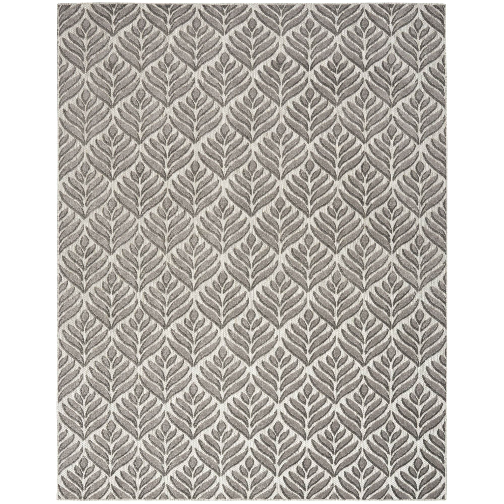 Charcoal Tropical Palm Leaf Indoor-Outdoor Rug