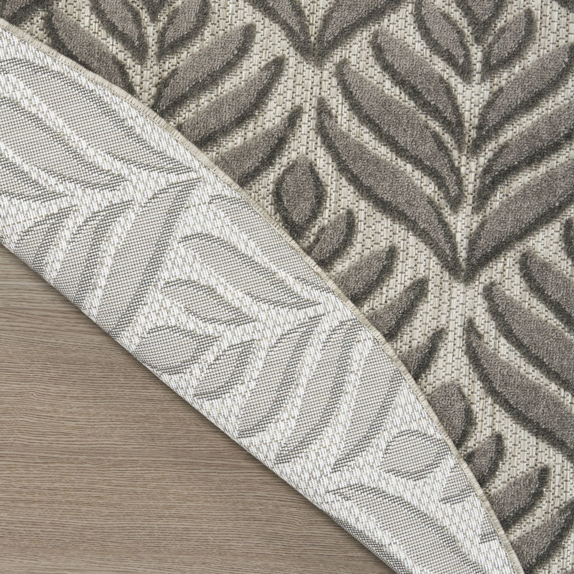 Charcoal Tropical Palm Leaf Indoor-Outdoor Rug