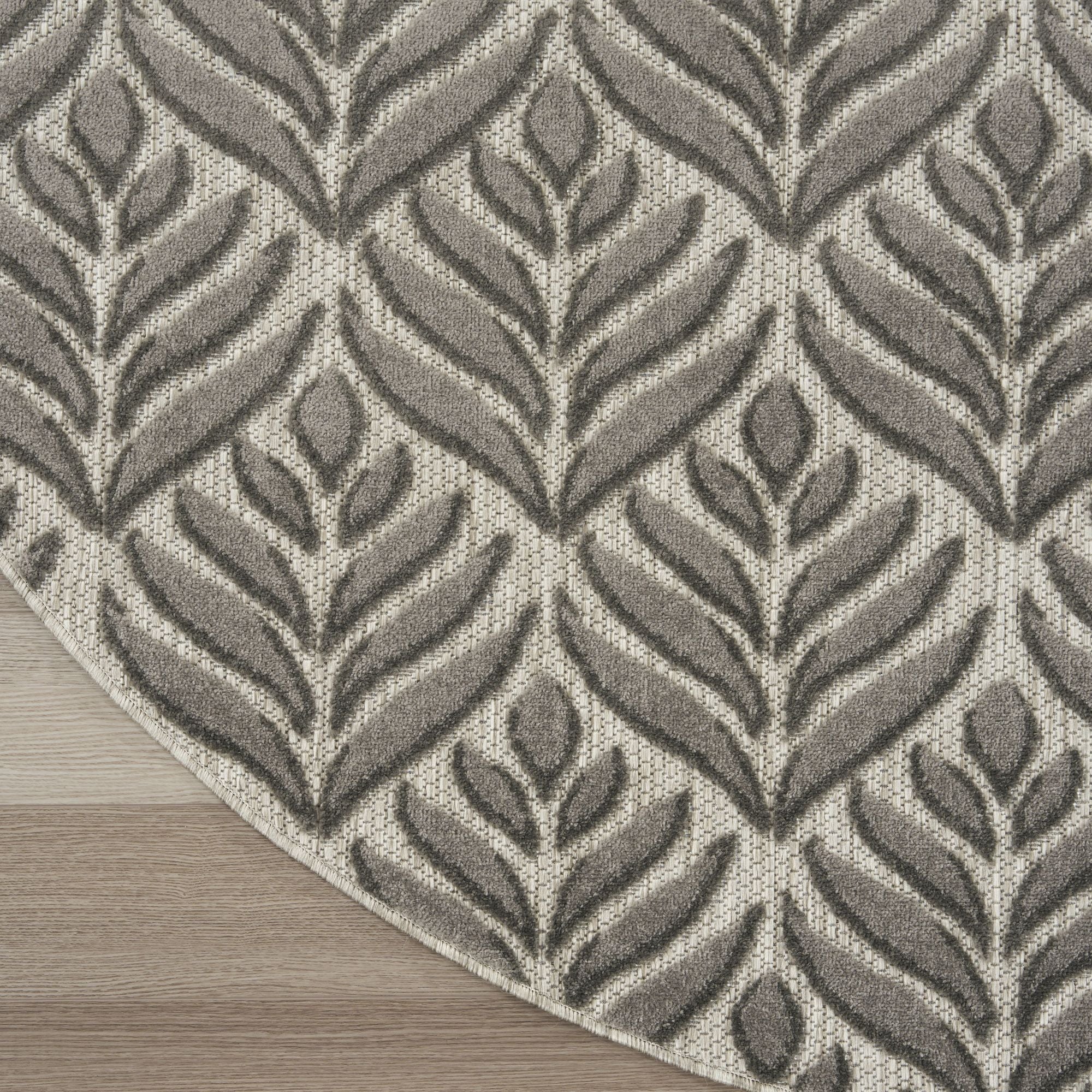 Charcoal Tropical Palm Leaf Indoor-Outdoor Rug