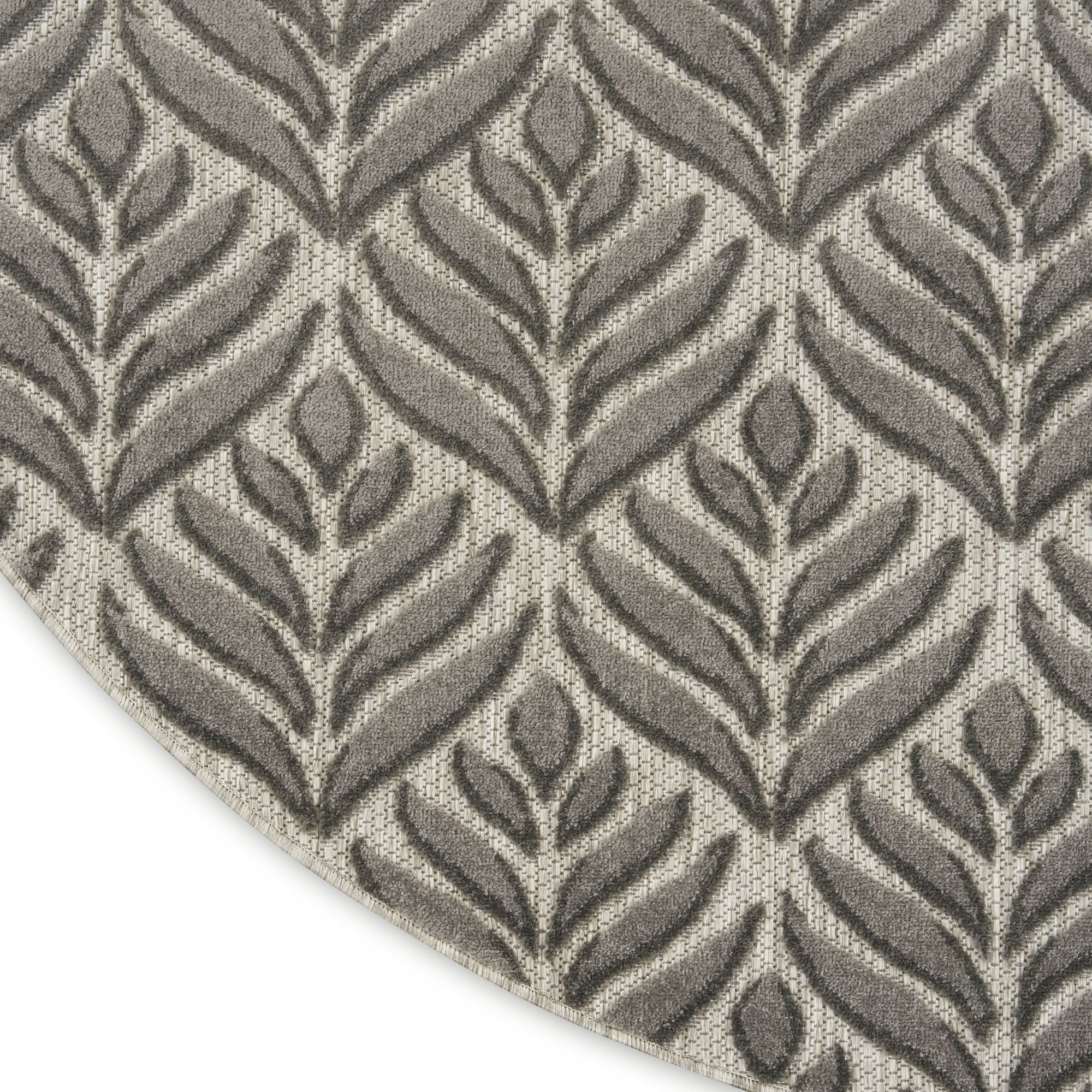 Charcoal Tropical Palm Leaf Indoor-Outdoor Rug