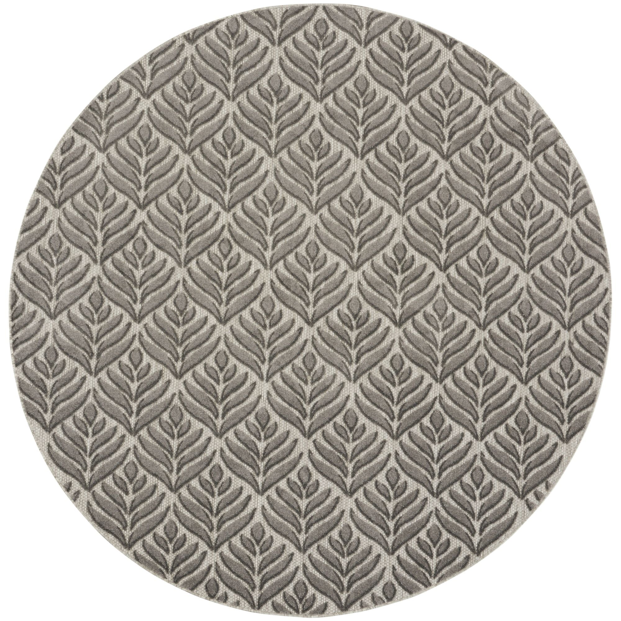 Charcoal Tropical Palm Leaf Indoor-Outdoor Rug