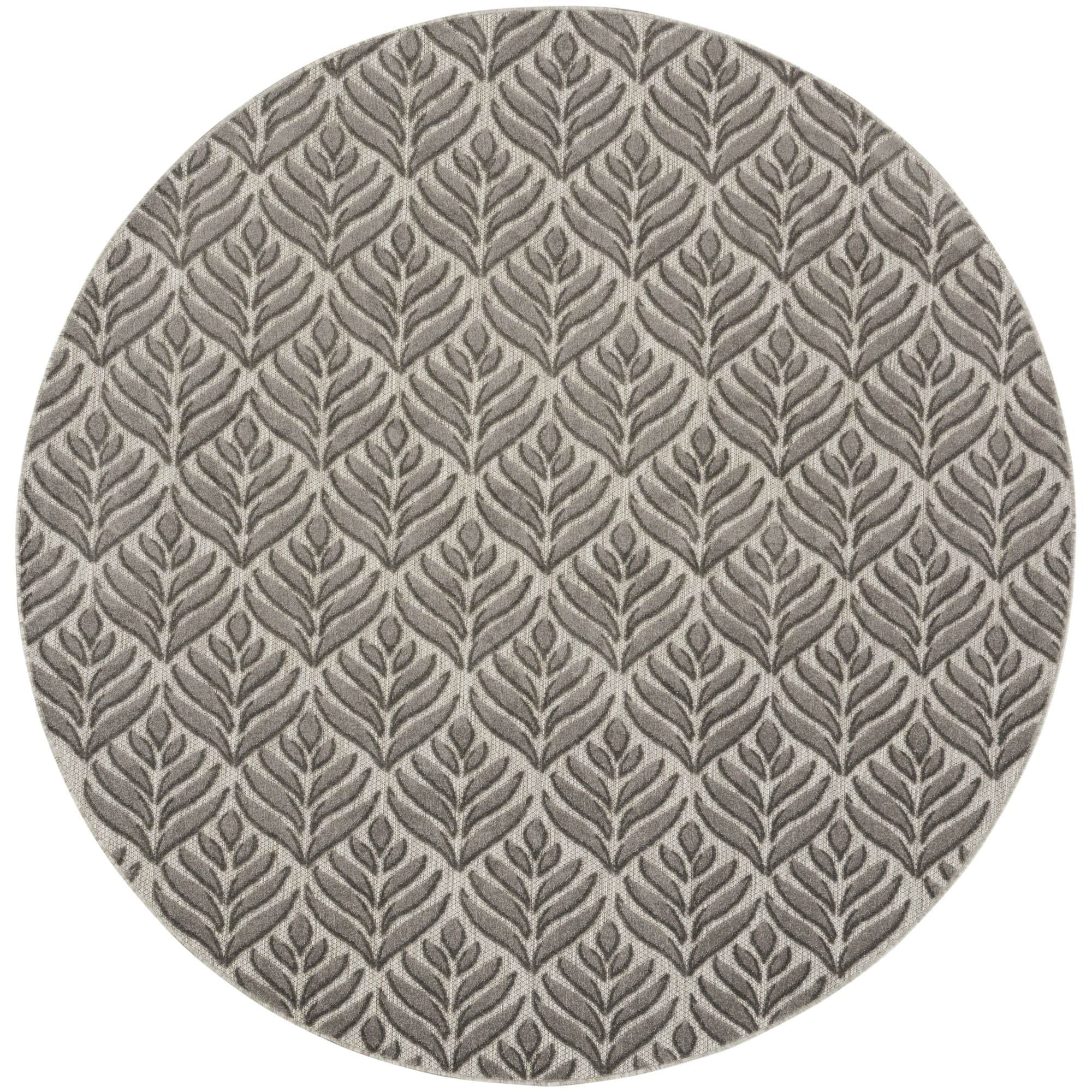 Charcoal Tropical Palm Leaf Indoor-Outdoor Rug