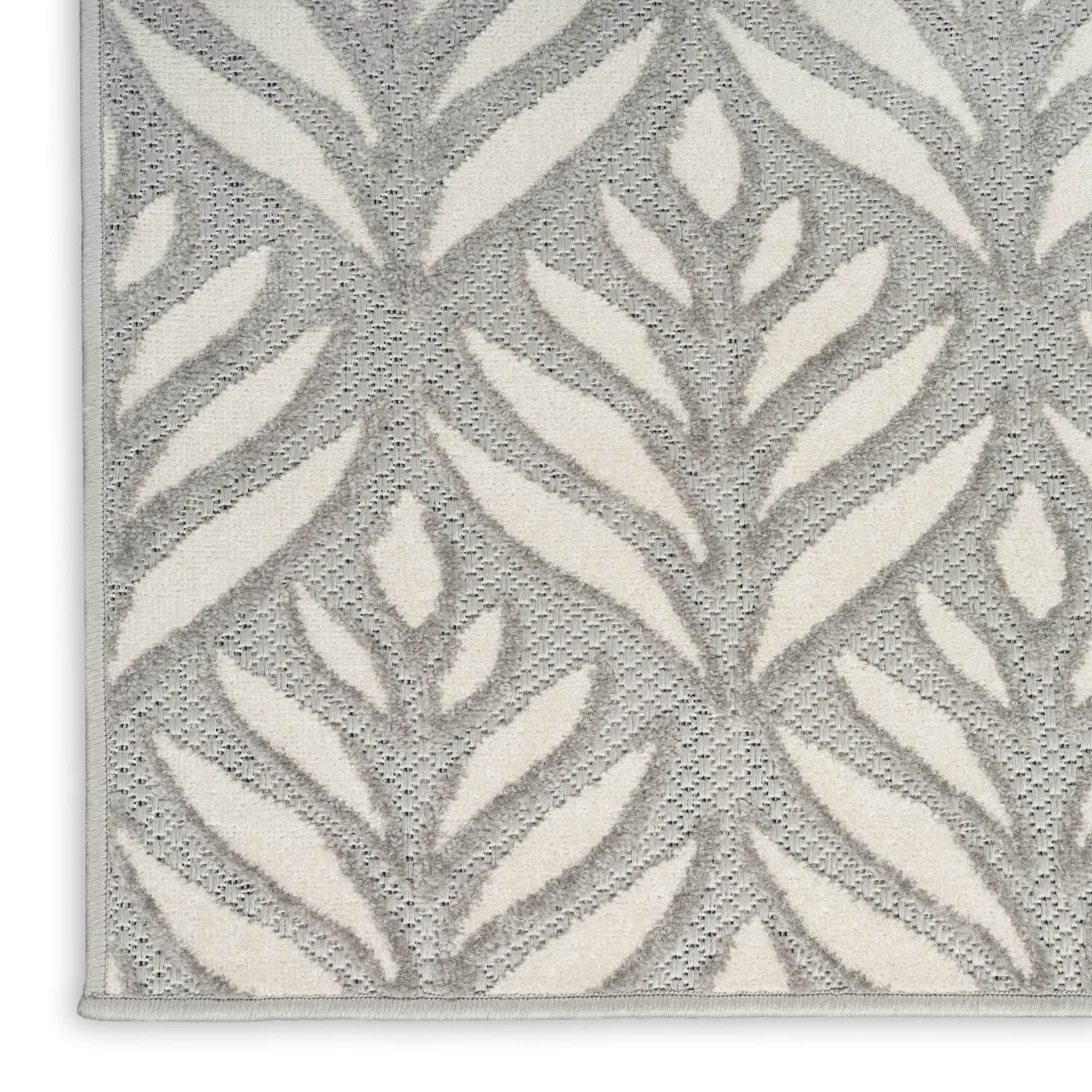 Grey Tropical Palm Leaf Indoor-Outdoor Rug
