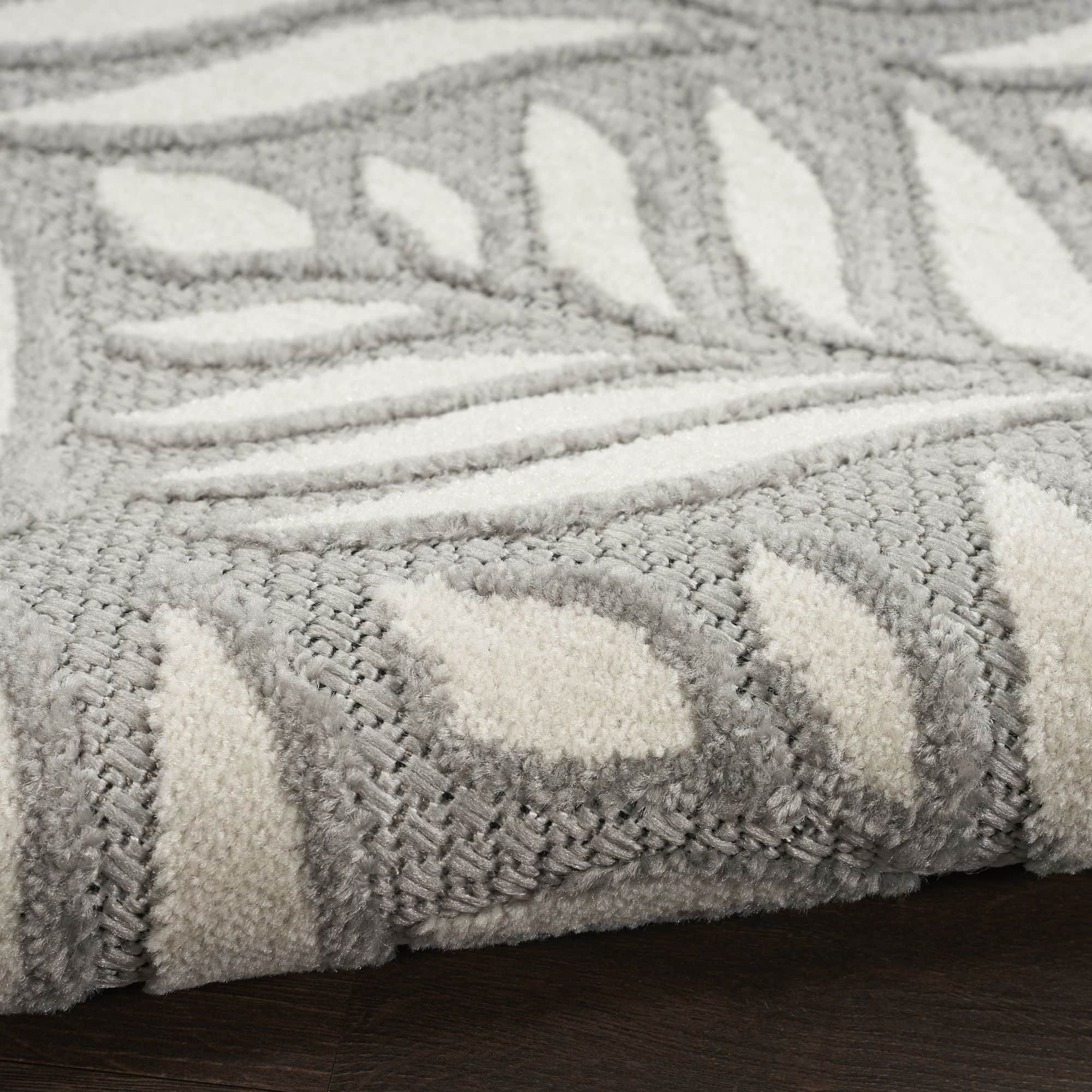 Grey Tropical Palm Leaf Indoor-Outdoor Rug