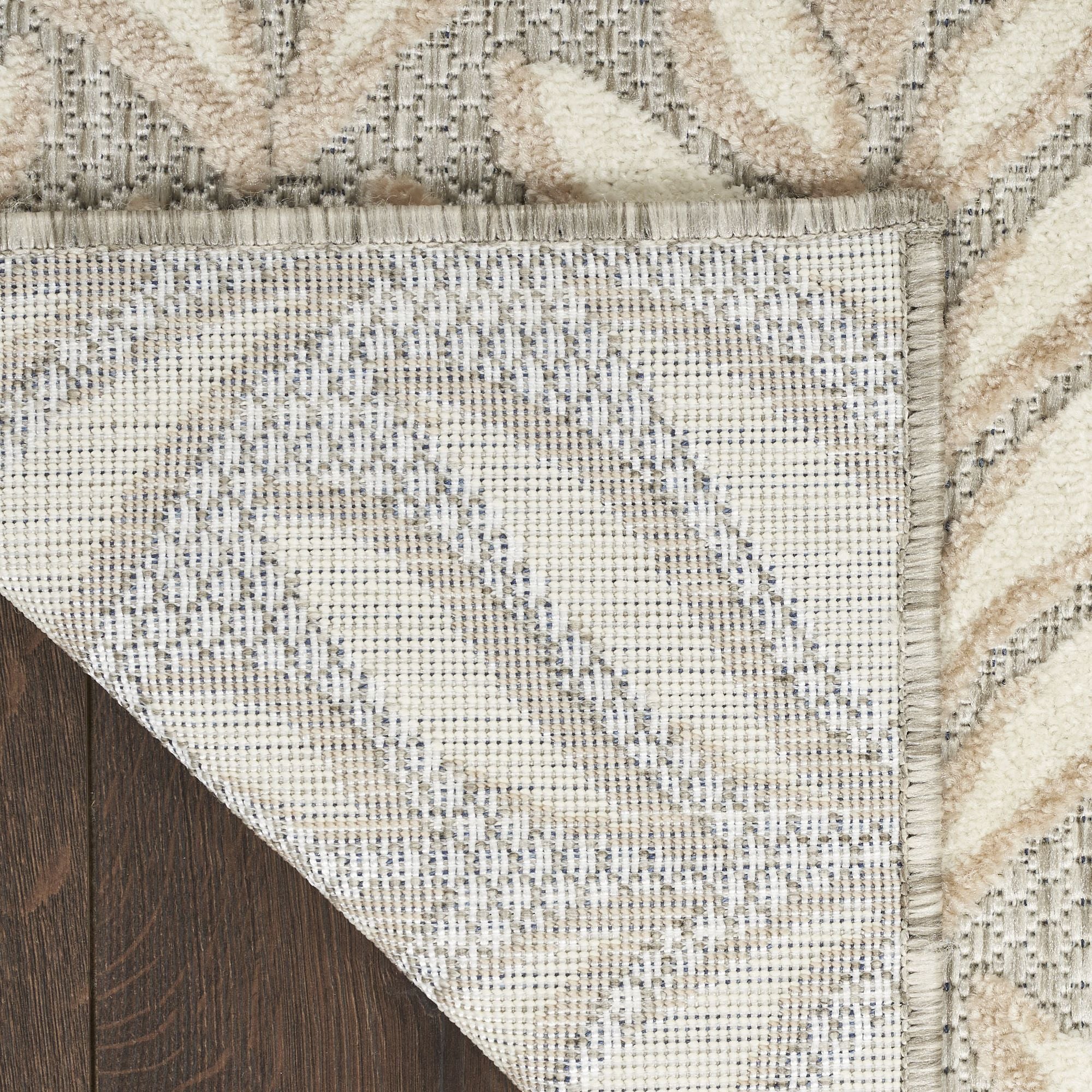 Ivory Grey Tropical Palm Leaf Indoor-Outdoor Rug