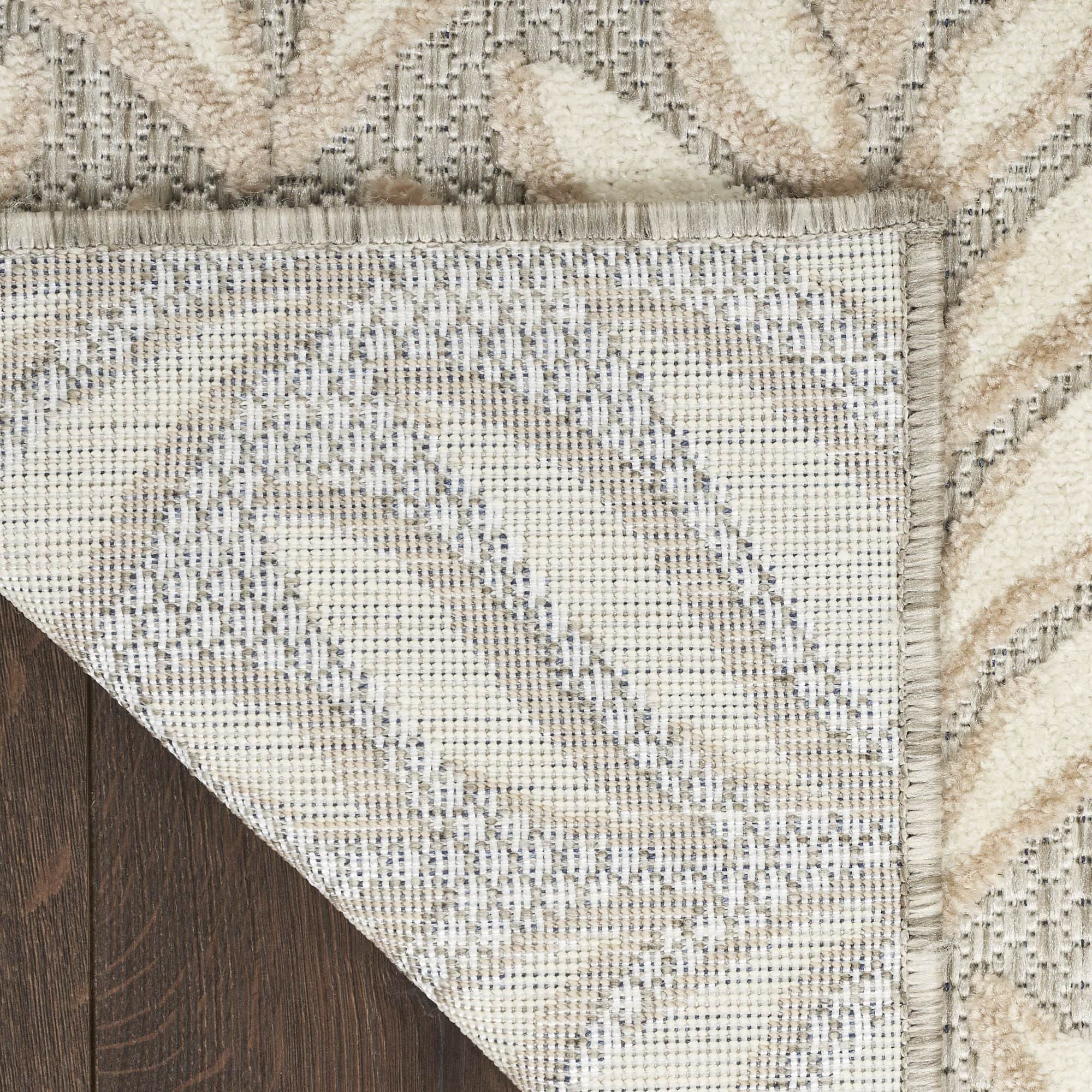 Ivory Grey Tropical Palm Leaf Indoor-Outdoor Rug