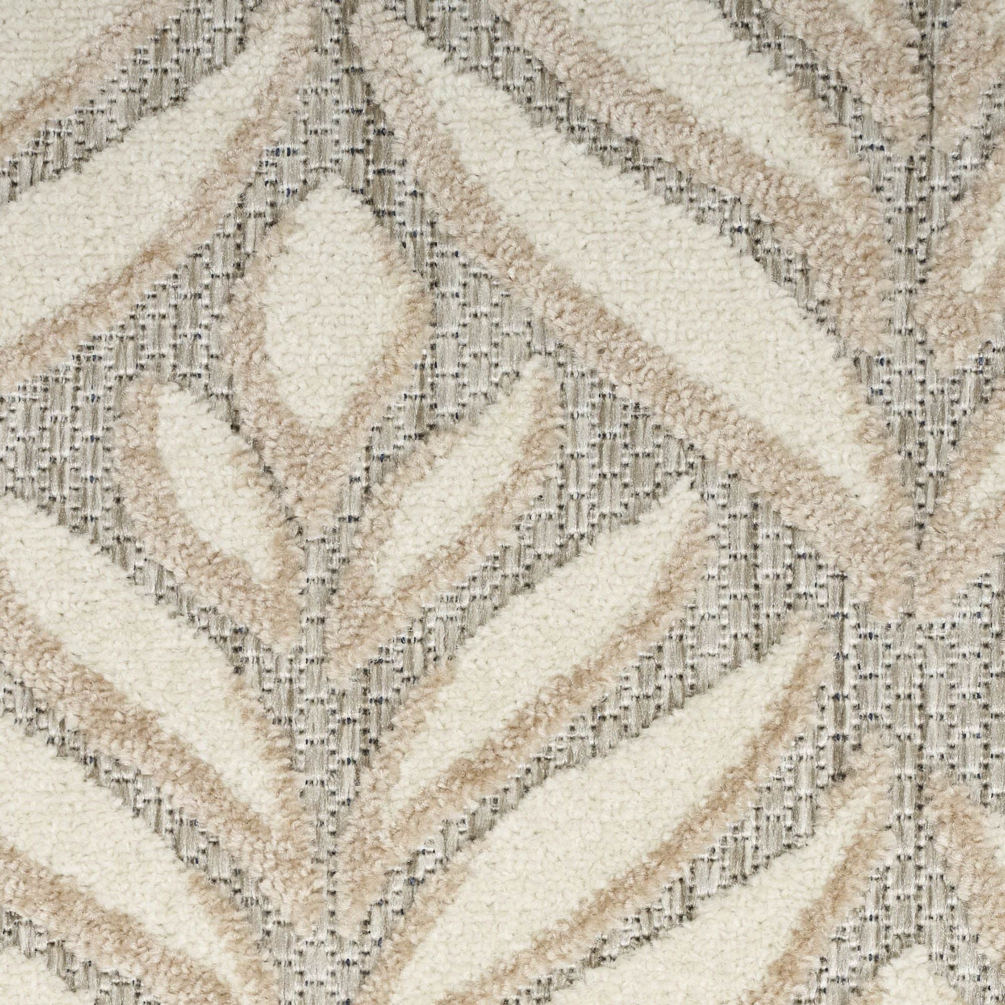 Ivory Grey Tropical Palm Leaf Indoor-Outdoor Rug