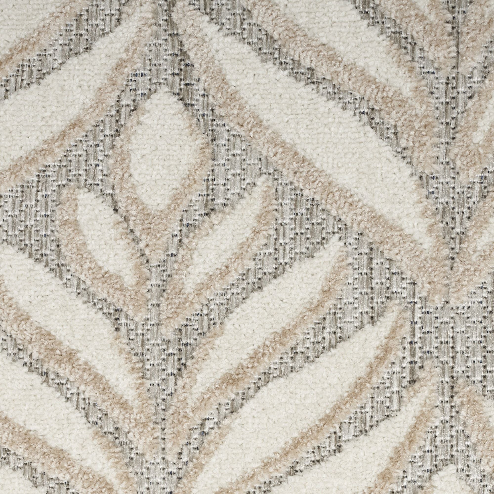Ivory Grey Tropical Palm Leaf Indoor-Outdoor Rug