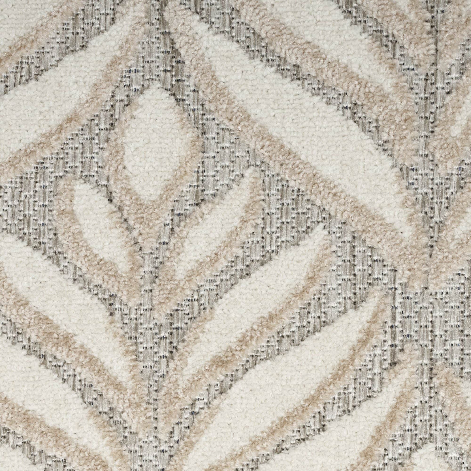 Ivory Grey Tropical Palm Leaf Indoor-Outdoor Rug