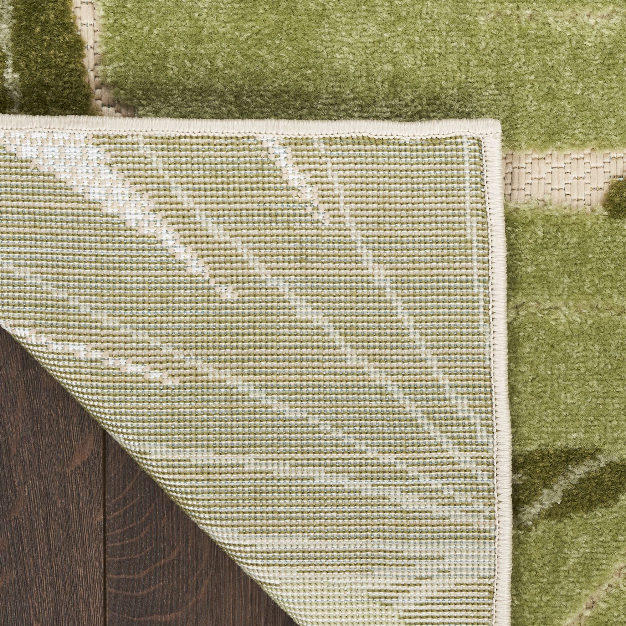 Ivory Green Indoor Outdoor Polypropylene Palm Leaf Rug