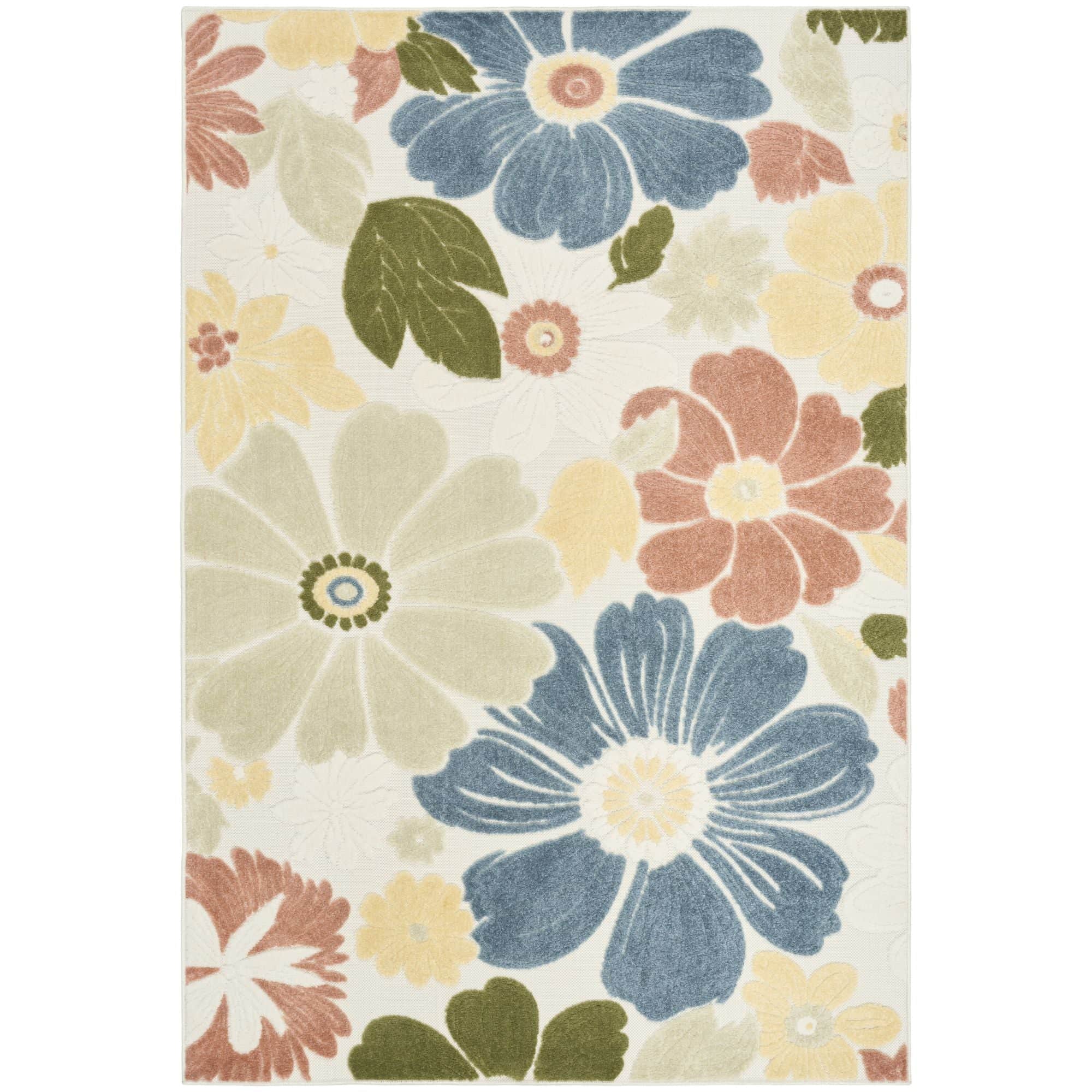 Multicolor Modern Floral Indoor Outdoor Area Rug
