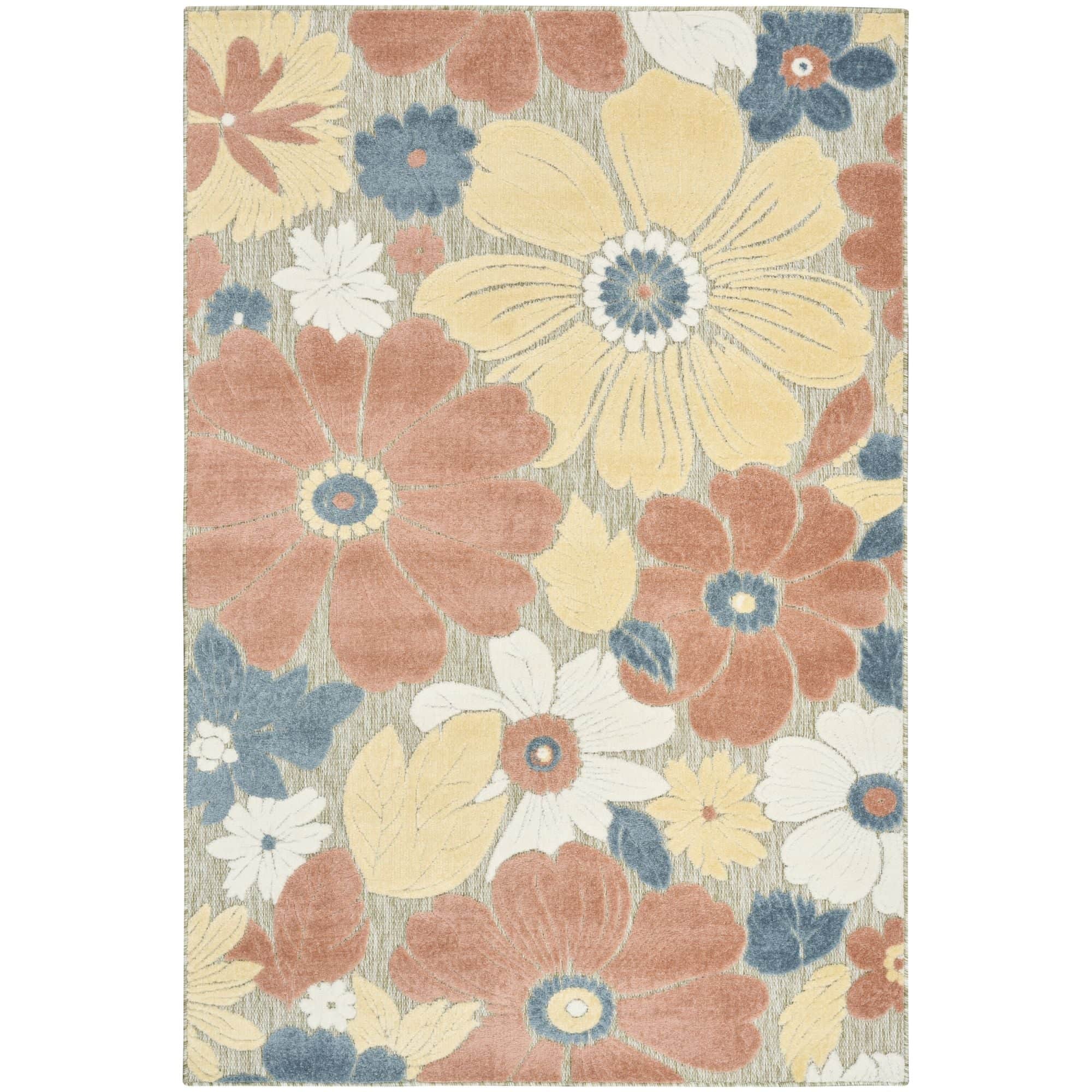 Rose Modern Floral Indoor Outdoor Area Rug