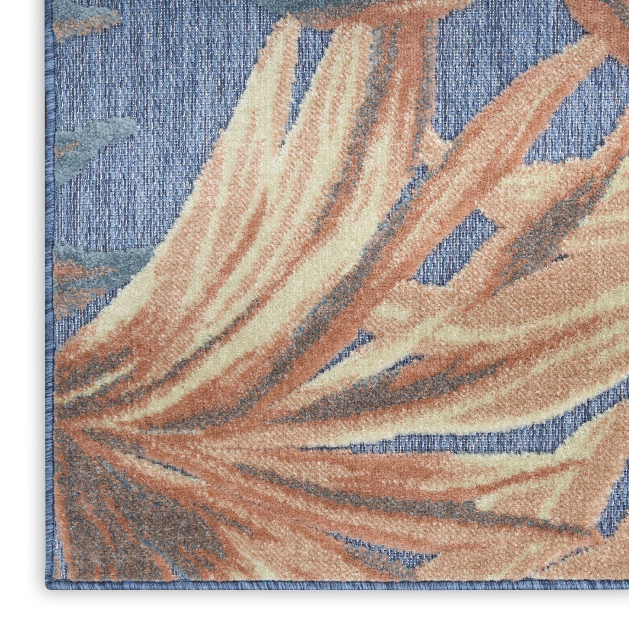 Blue Rose Tropical Botanical Indoor Outdoor Area Rug