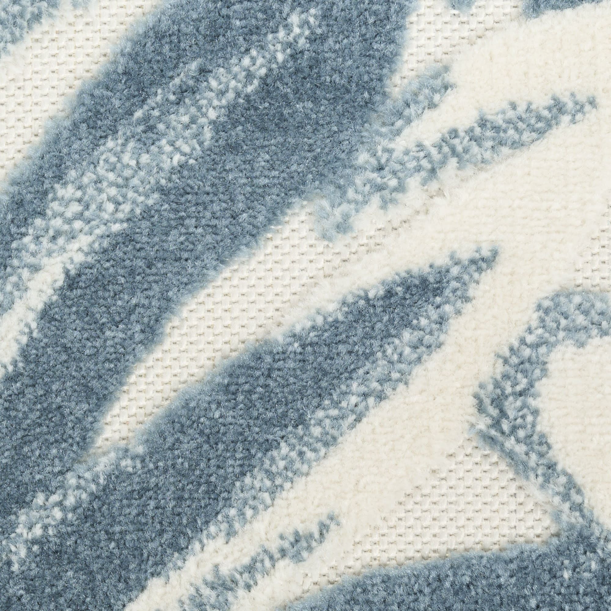 Ivory Blue Tropical Botanical Indoor Outdoor Area Rug