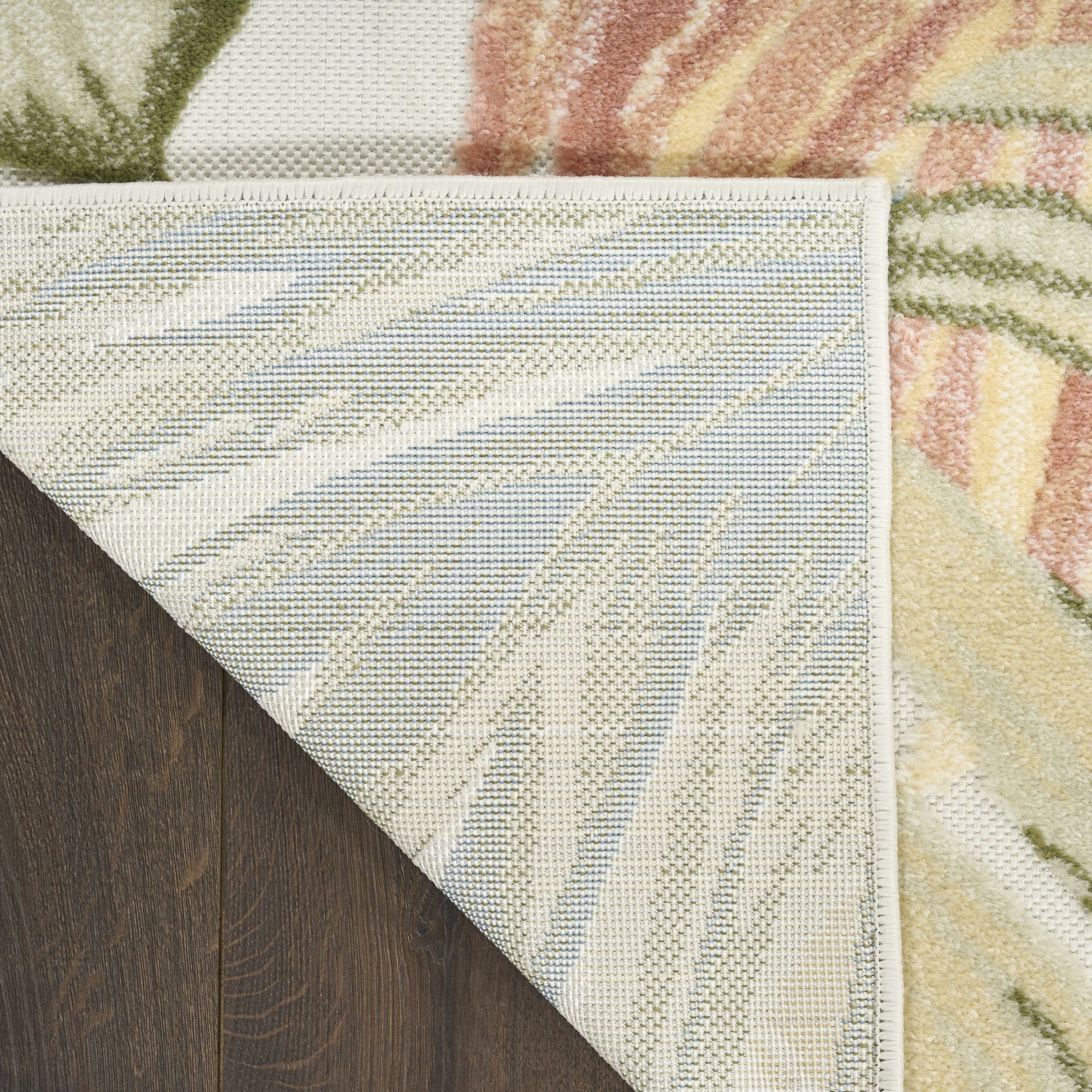 Ivory Green Tropical Botanical Indoor Outdoor Area Rug