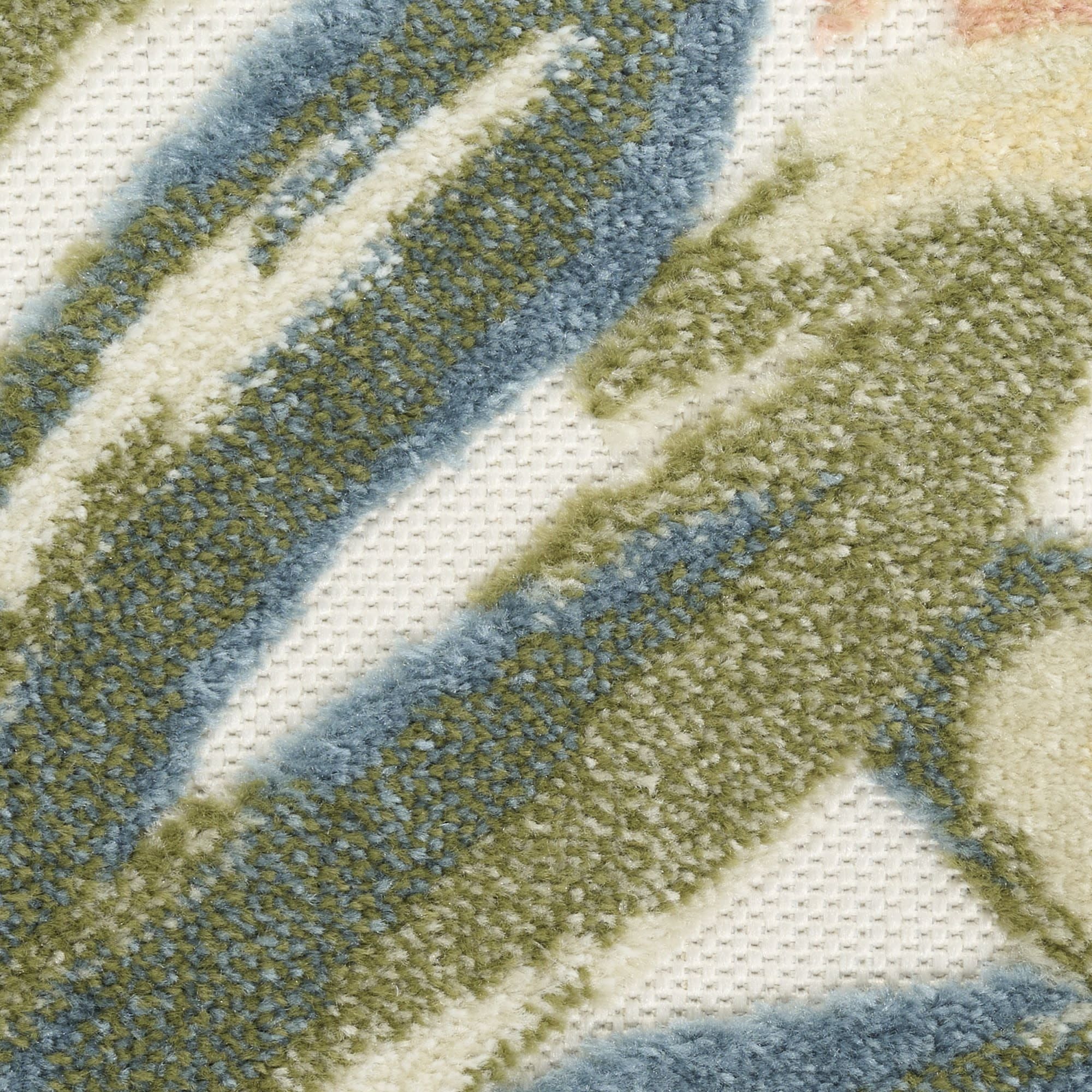 Ivory Green Tropical Botanical Indoor Outdoor Area Rug